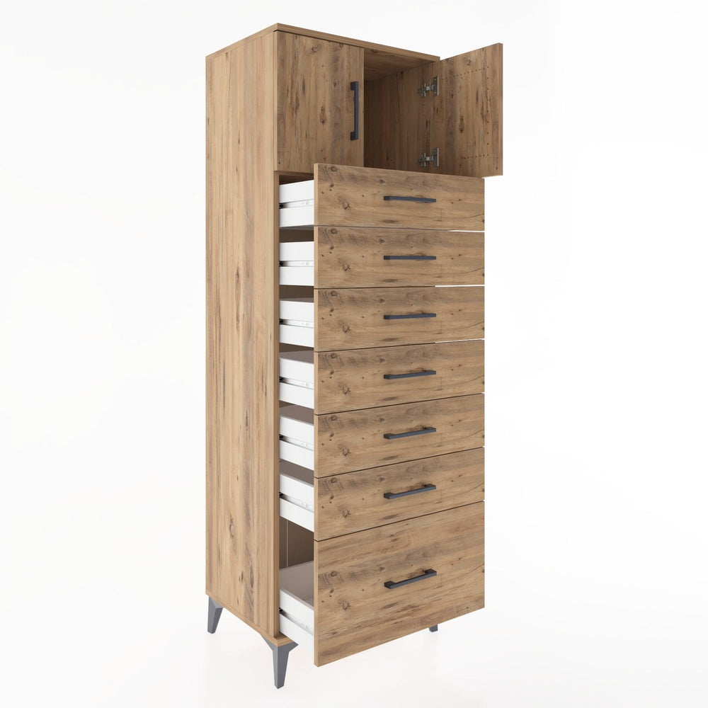 Woodntry Modular Cabinet Pine 60x44x170 cm with Doors and Drawers KC10-3