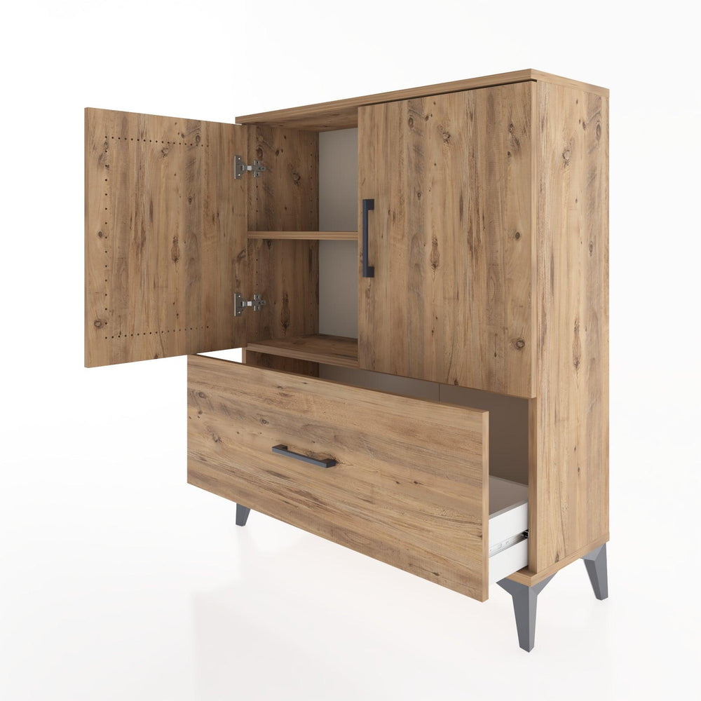 Woodntry Modüler Şifonyer Çam 88x30x94 cm Kapaklı ve Çekmeceli KC10-3