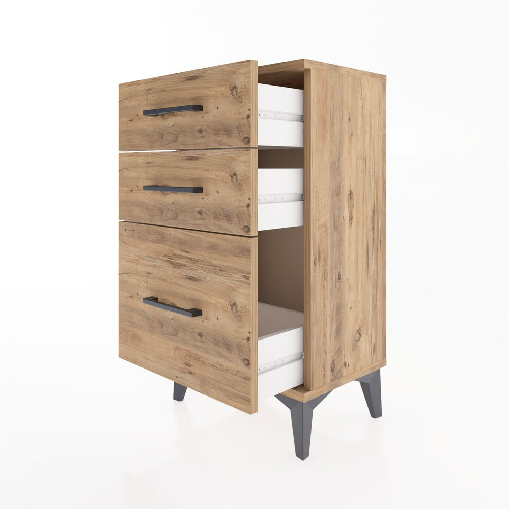 Woodntry Modüler Komodin Üç Çekmeceli V2 44x30x68 cm Çam - Woodntry