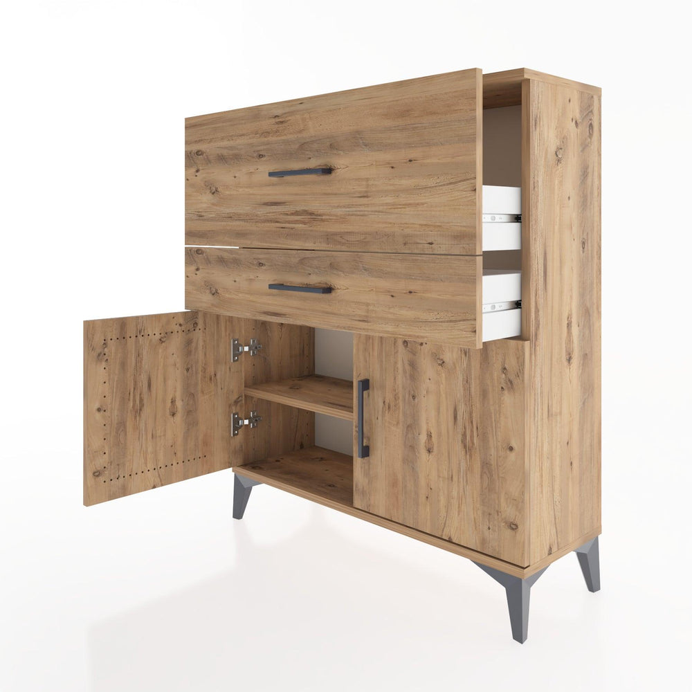 Woodntry Modüler Şifonyer Çam 88x30x94 cm Kapaklı ve Çekmeceli KC12-3