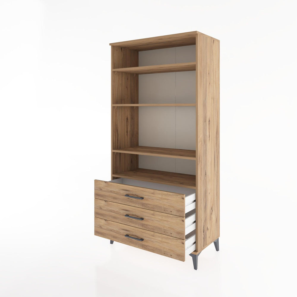 Woodntry Modüler Dolap Çam 88x44x170 cm Çekmeceli ve Raflı CR37-3