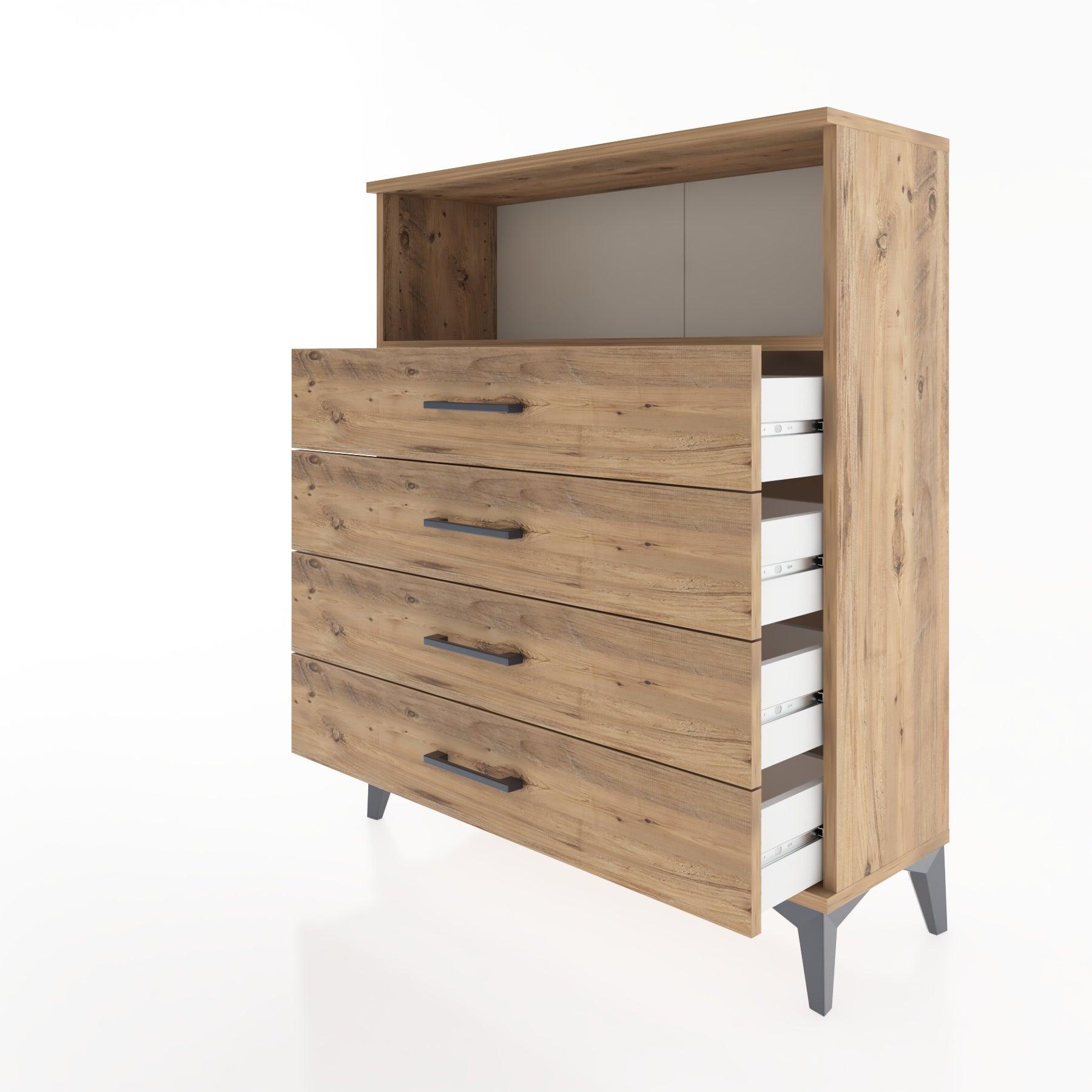 Woodntry Modüler Şifonyer Çam 88x30x94 cm Çekmeceli ve Raflı CR19-3