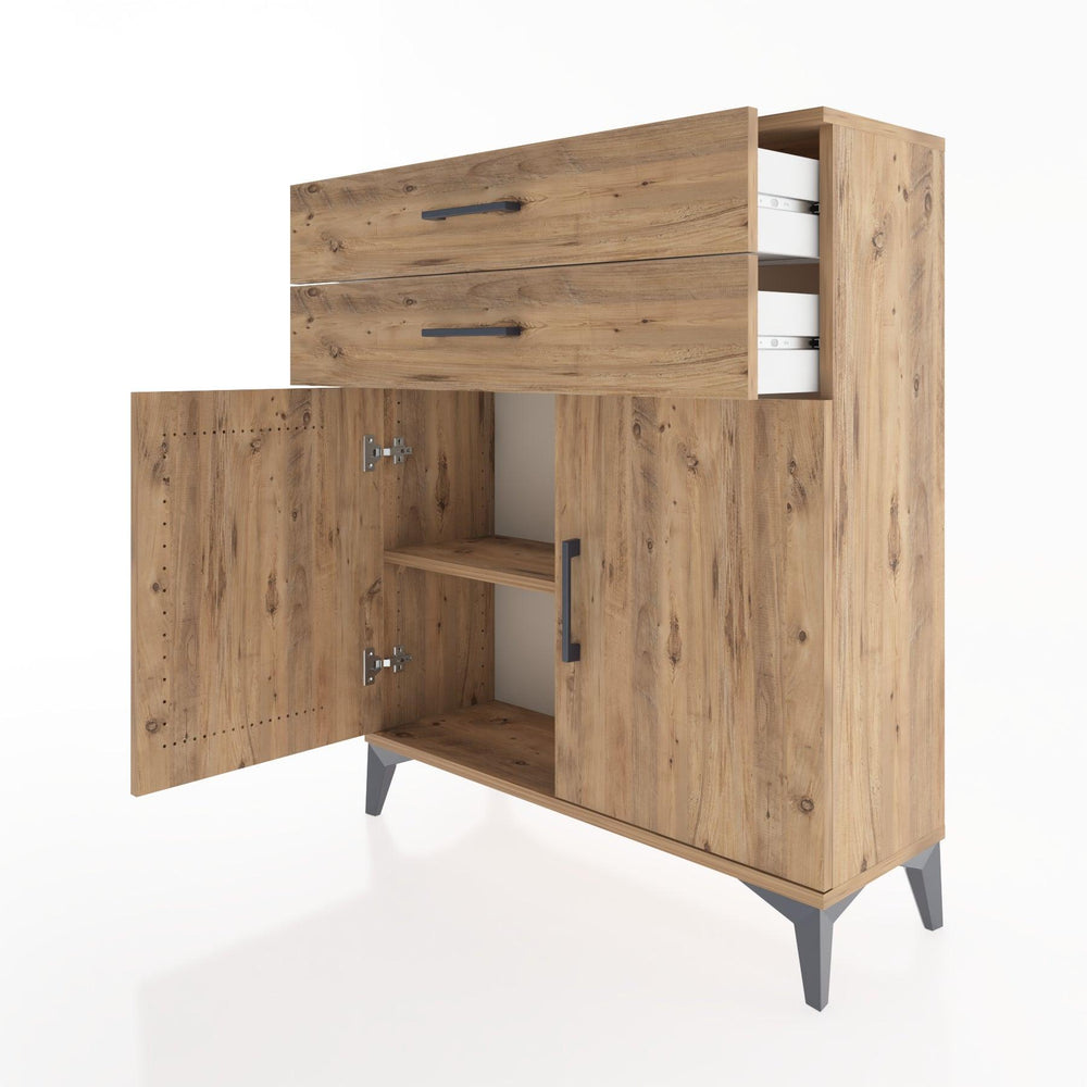 Woodntry Modüler Şifonyer Çam 88x30x94 cm Kapaklı ve Çekmeceli KC3-3