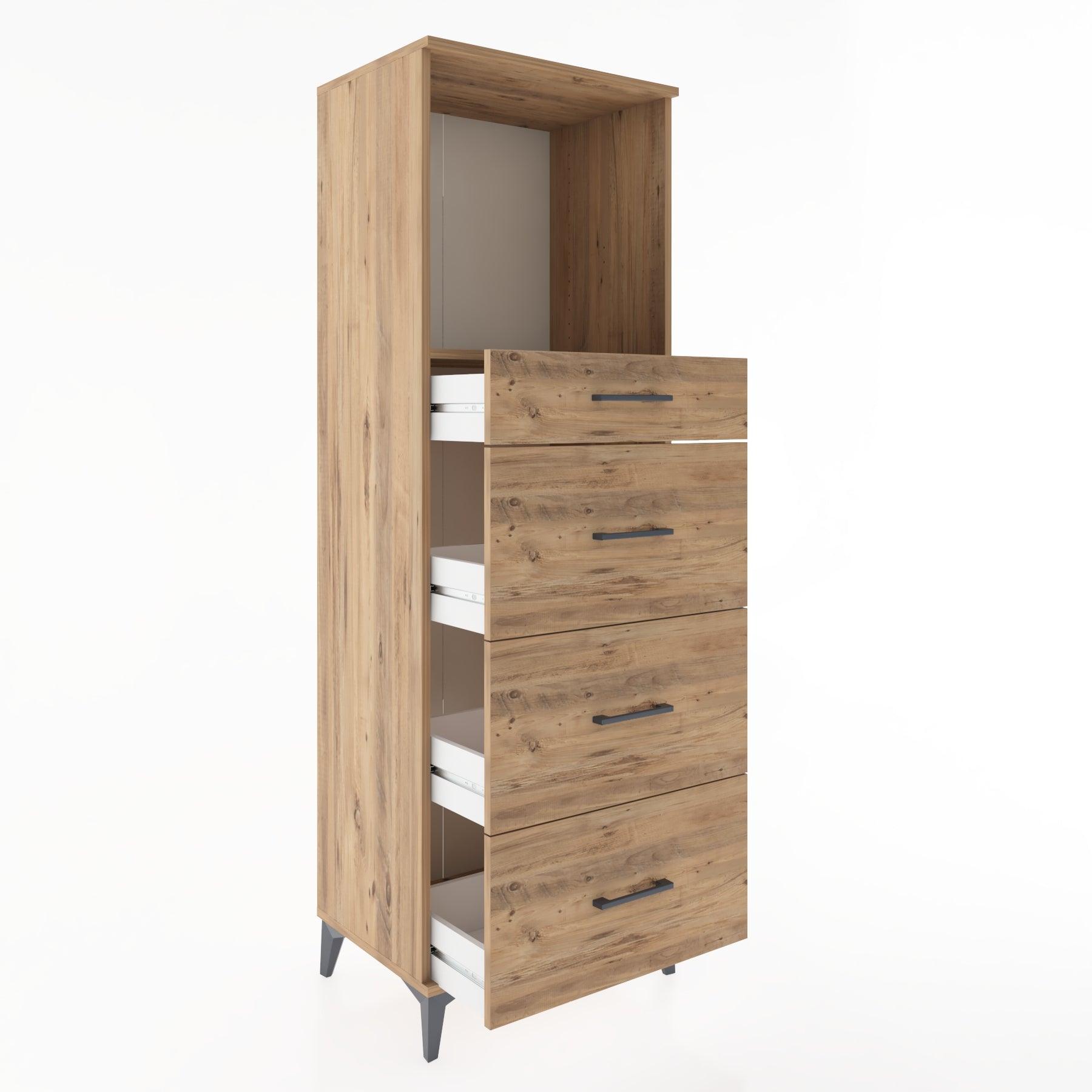 Woodntry Modüler Dolap Çam 60x44x170 cm Çekmeceli ve Raflı CR50-3