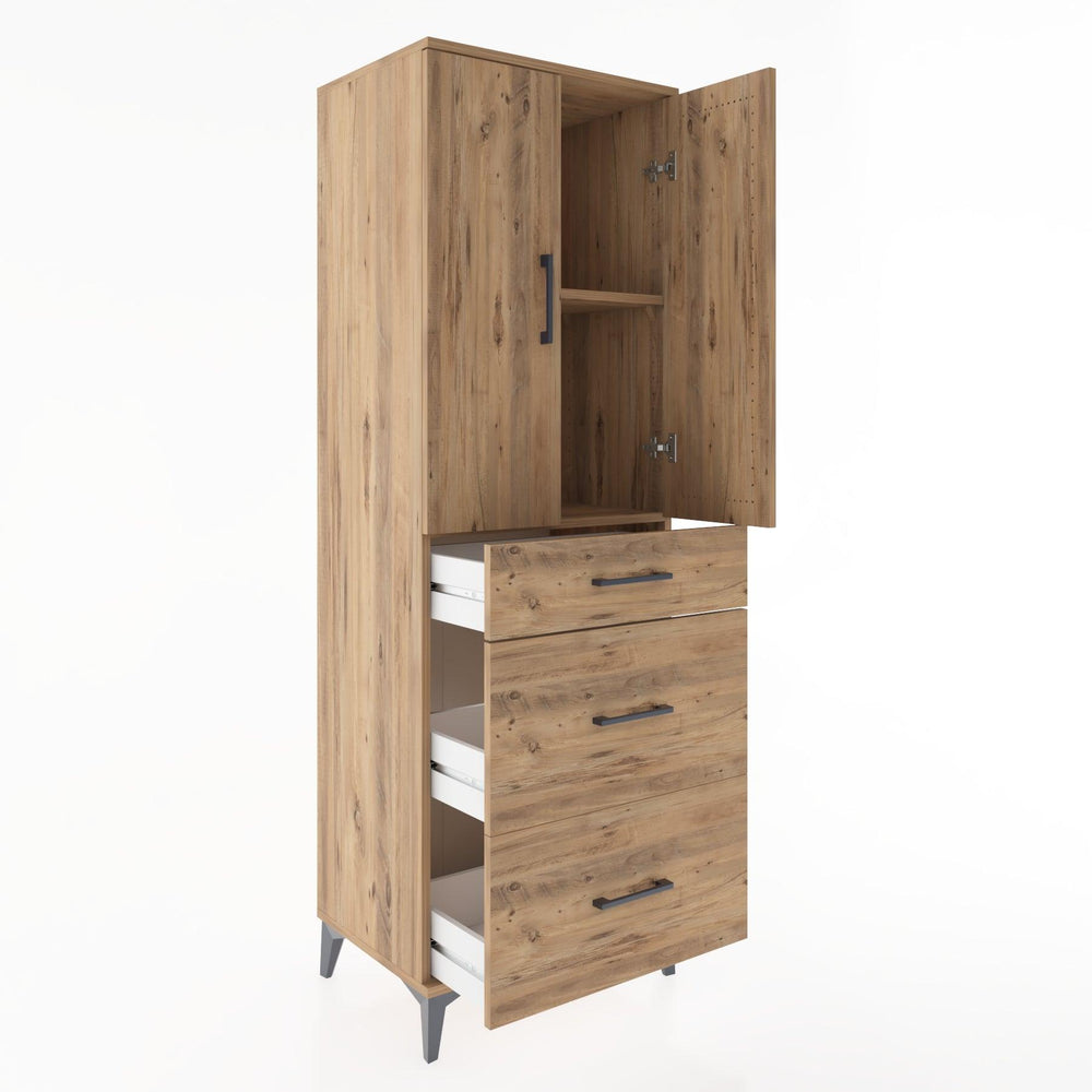 Woodntry Modular Cabinet Pine 60x44x170 cm with Doors and Drawers KC20-3