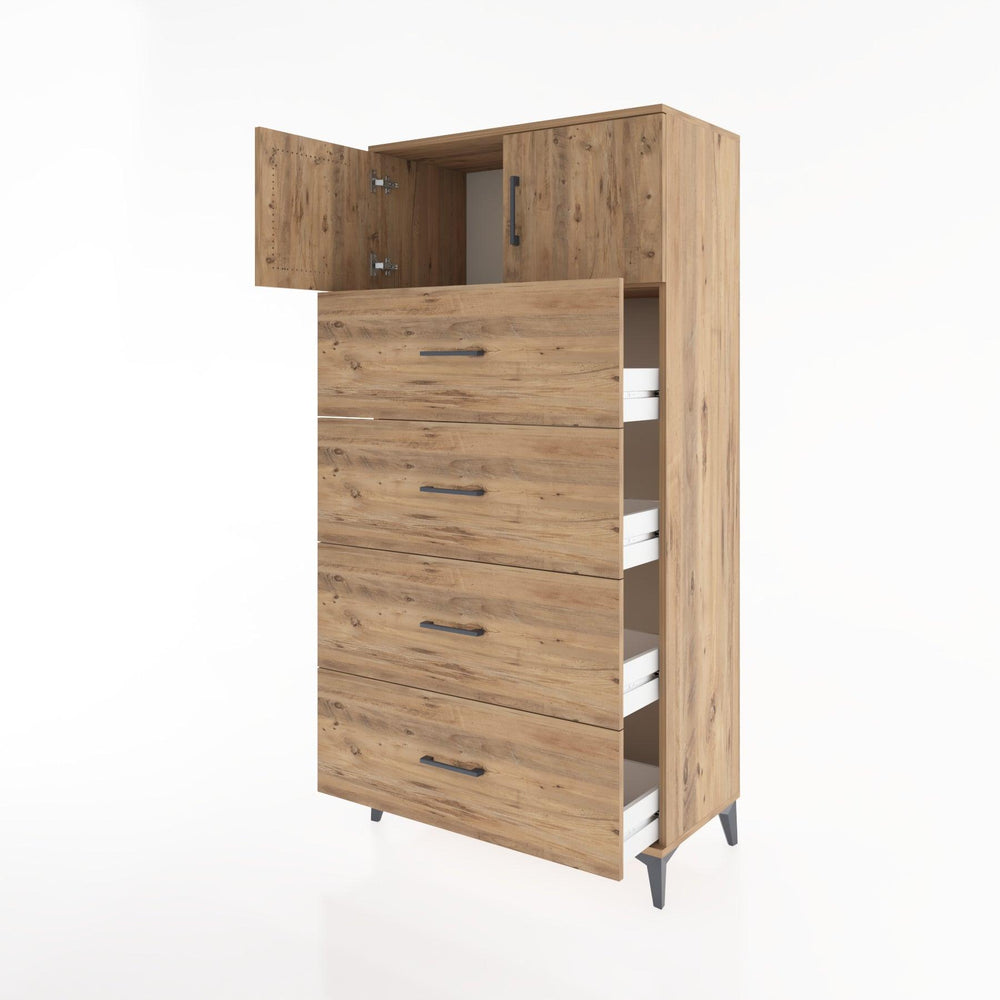 Woodntry Modular Cabinet Pine 88x44x170 cm with Doors and Drawers KC25-3