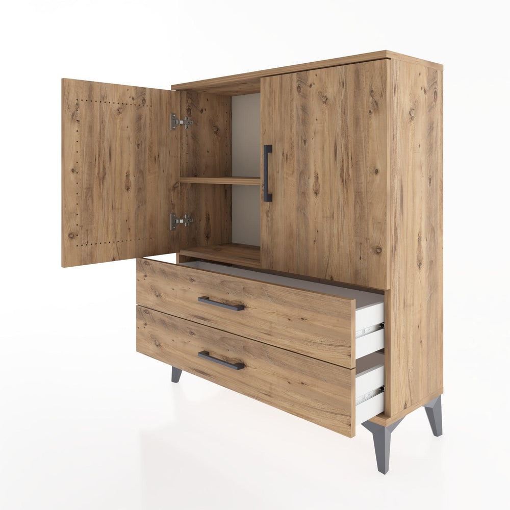 Woodntry Modüler Şifonyer Çam 88x30x94 cm Kapaklı ve Çekmeceli KC6-3