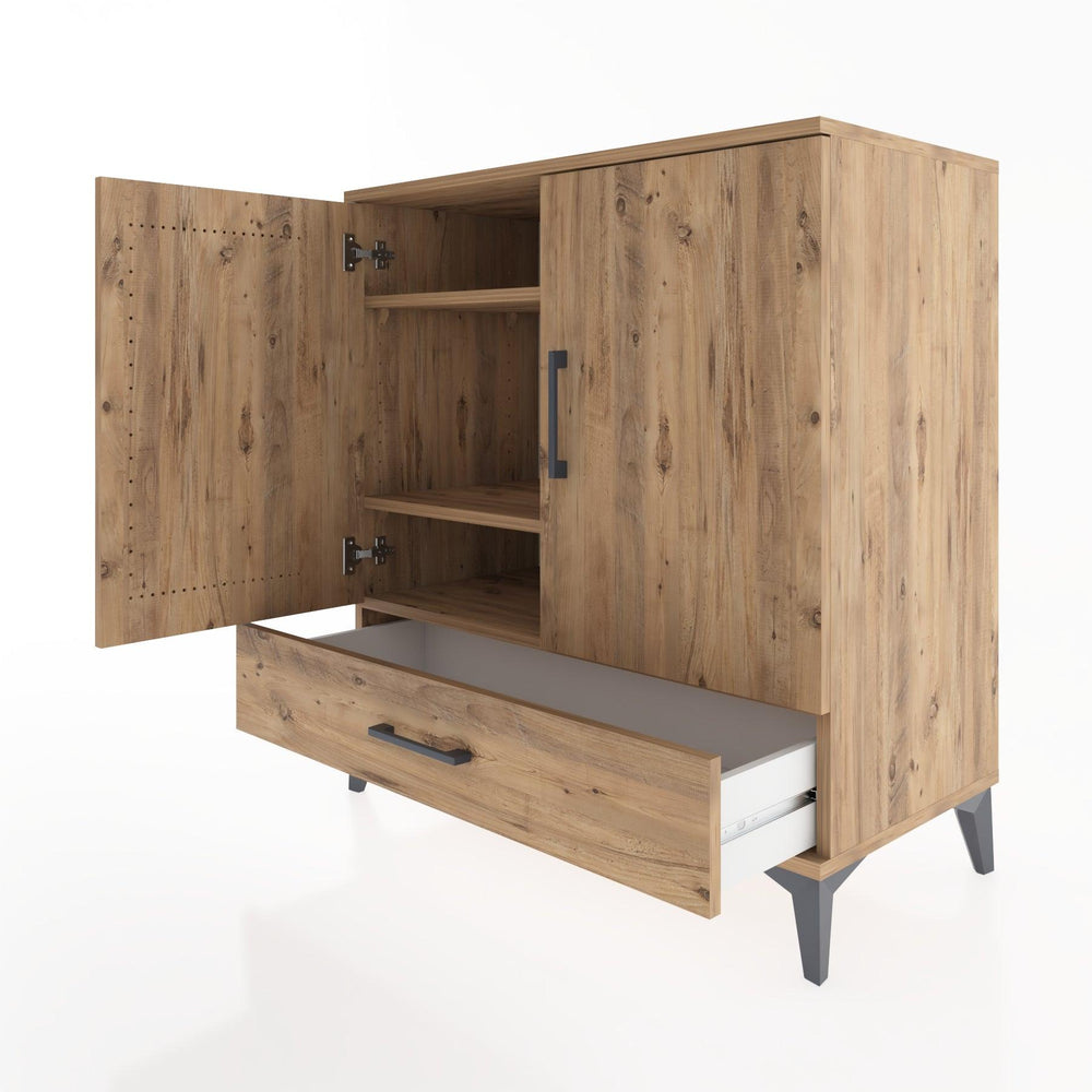 Woodntry Modüler Şifonyer Çam 88x44x84 cm Kapaklı ve Çekmeceli KC71-3