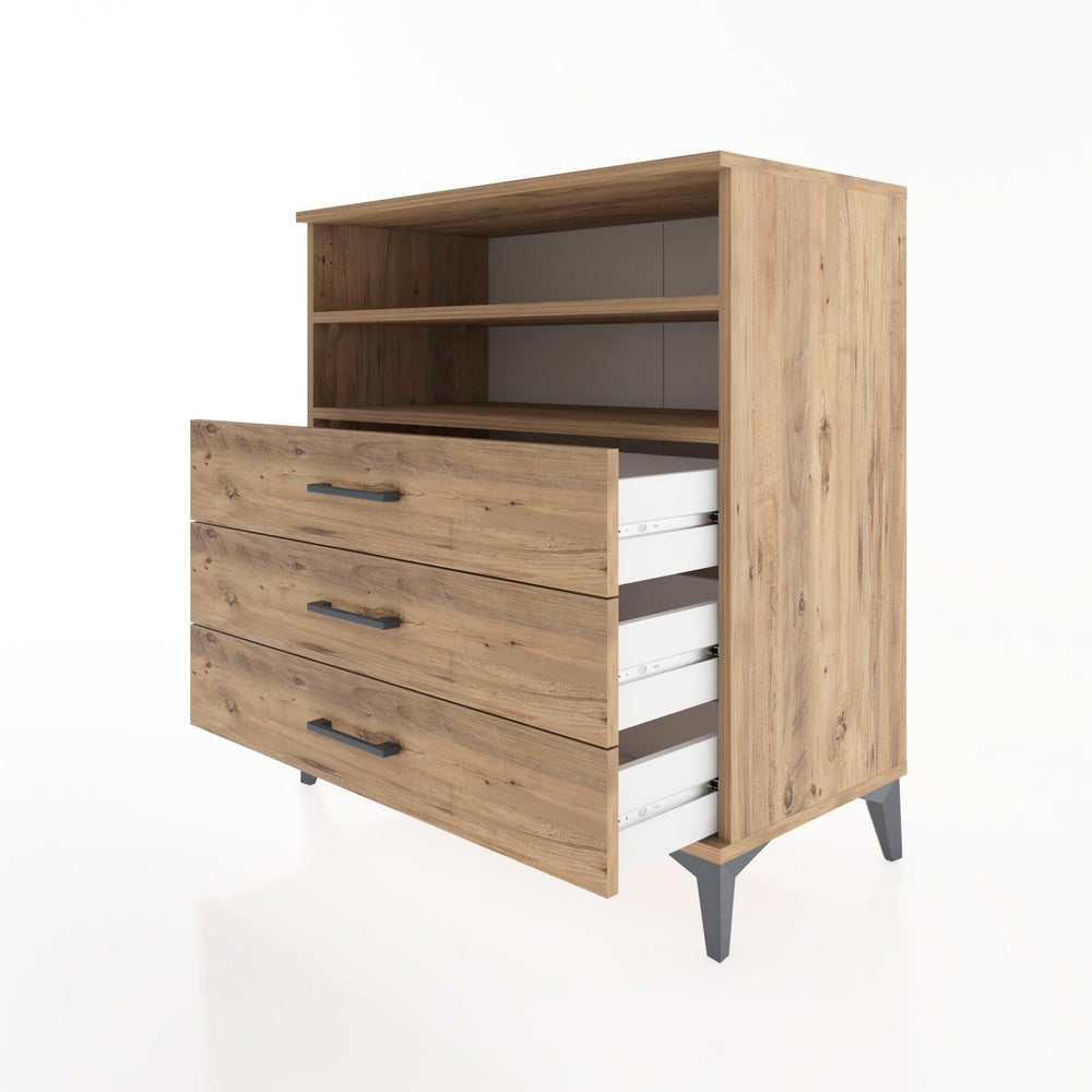 Woodntry Modüler Şifonyer Çam 88x44x84 cm Çekmeceli ve Raflı CR17-3