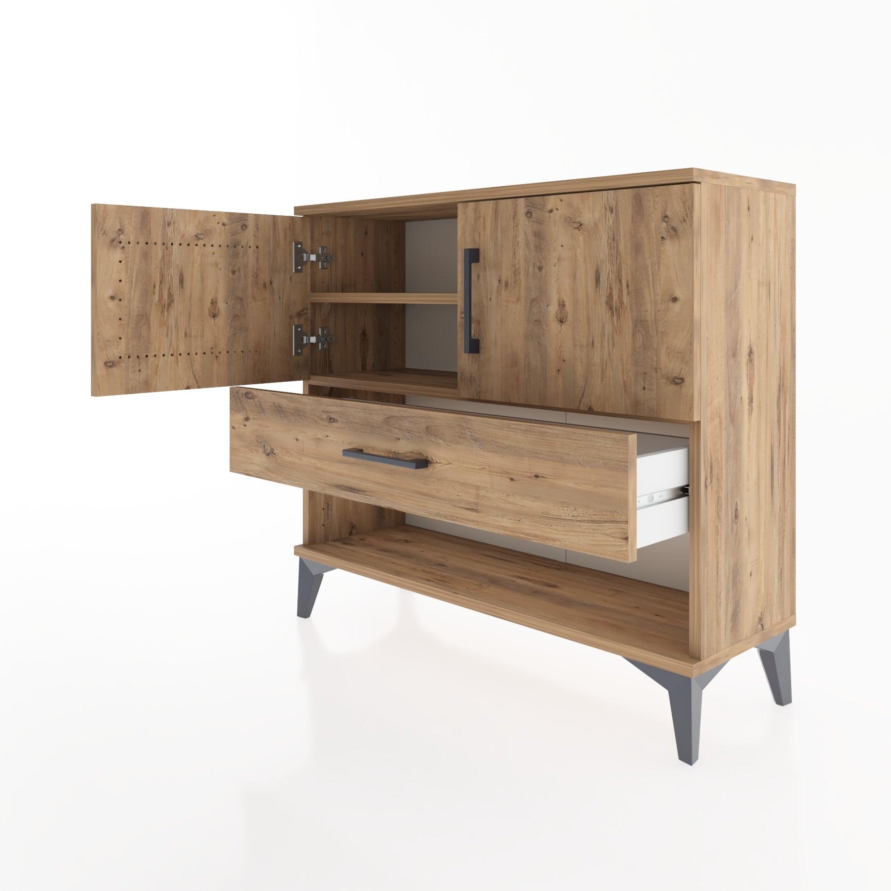 Woodntry Modüler Şifonyer Kapak ve Çekmeceli V4 88x30x68 cm Çam - Woodntry