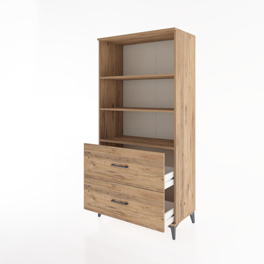 Woodntry Modüler Dolap Çam 88x44x170 cm Çekmeceli ve Raflı CR49-3