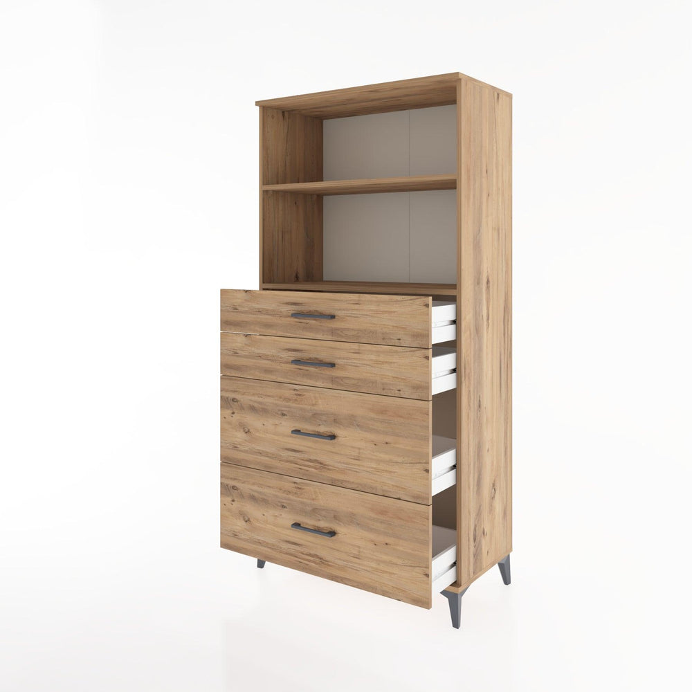 Woodntry Modüler Dolap Çam 88x44x170 cm Çekmeceli ve Raflı CR47-3