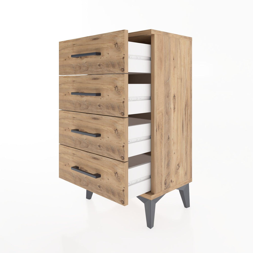 Woodntry Modüler Komodin 4 Çekmeceli 44x30x68 cm Çam - Woodntry