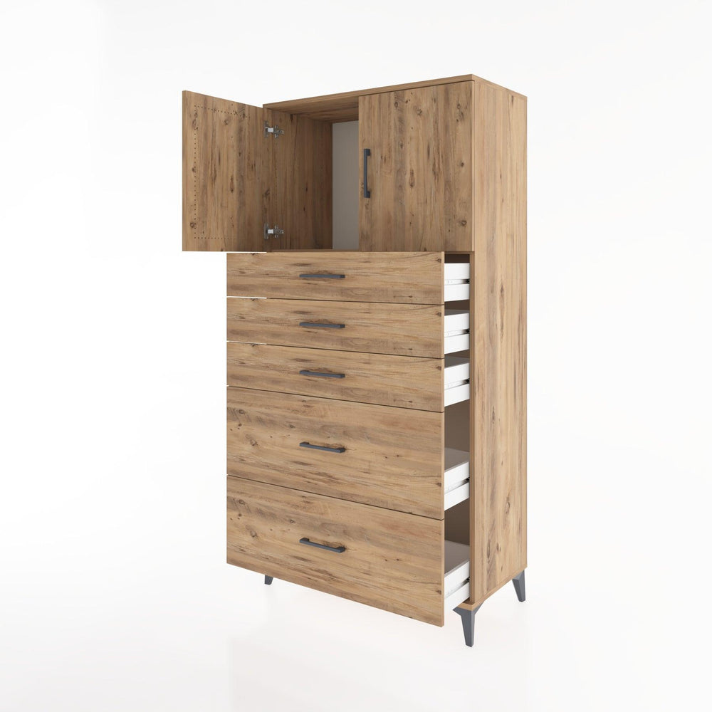 Woodntry Modular Cabinet Pine 88x44x170 cm with Doors and Drawers KC18-3
