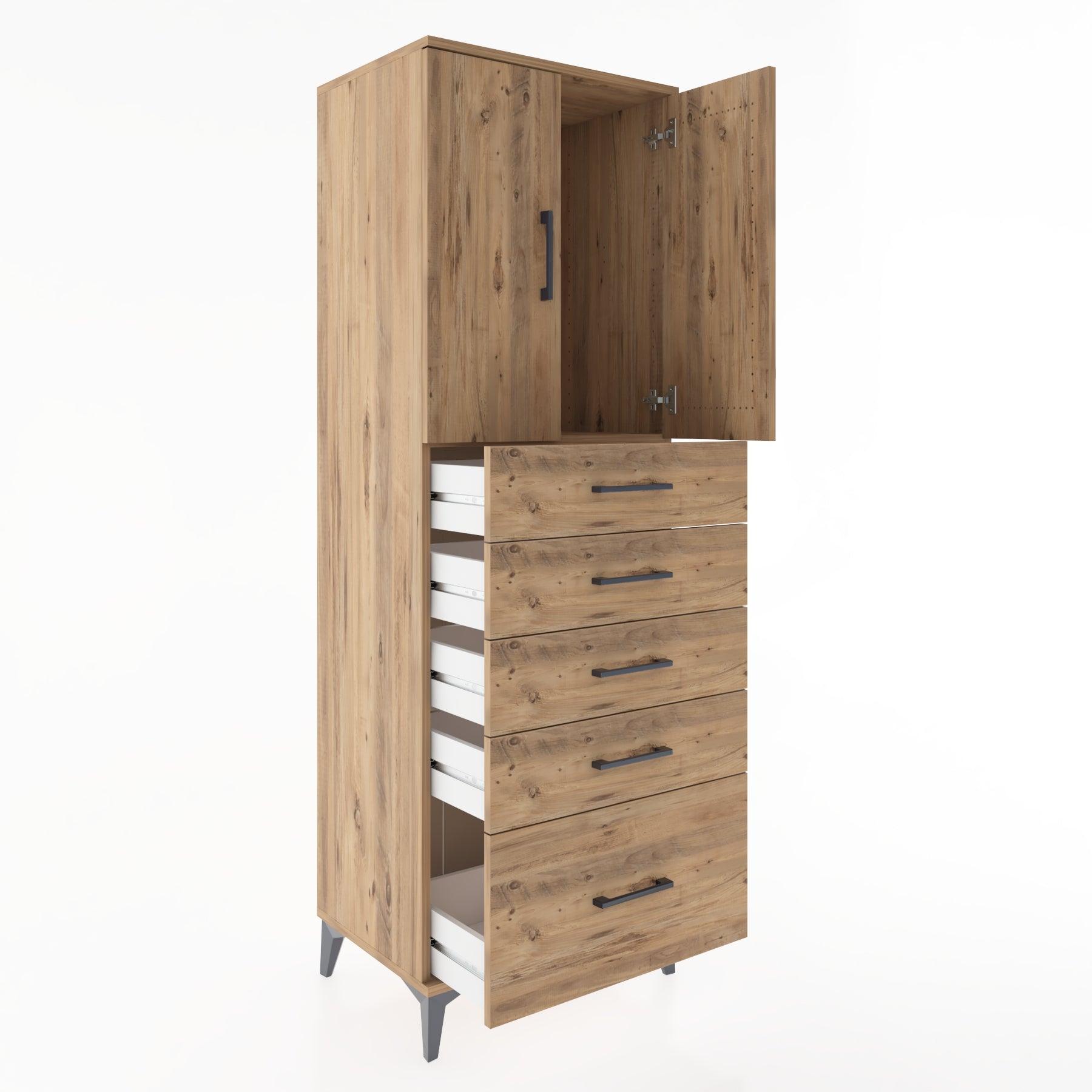 Woodntry Modular Cabinet Pine 60x44x170 cm with Doors and Drawers KC12-3