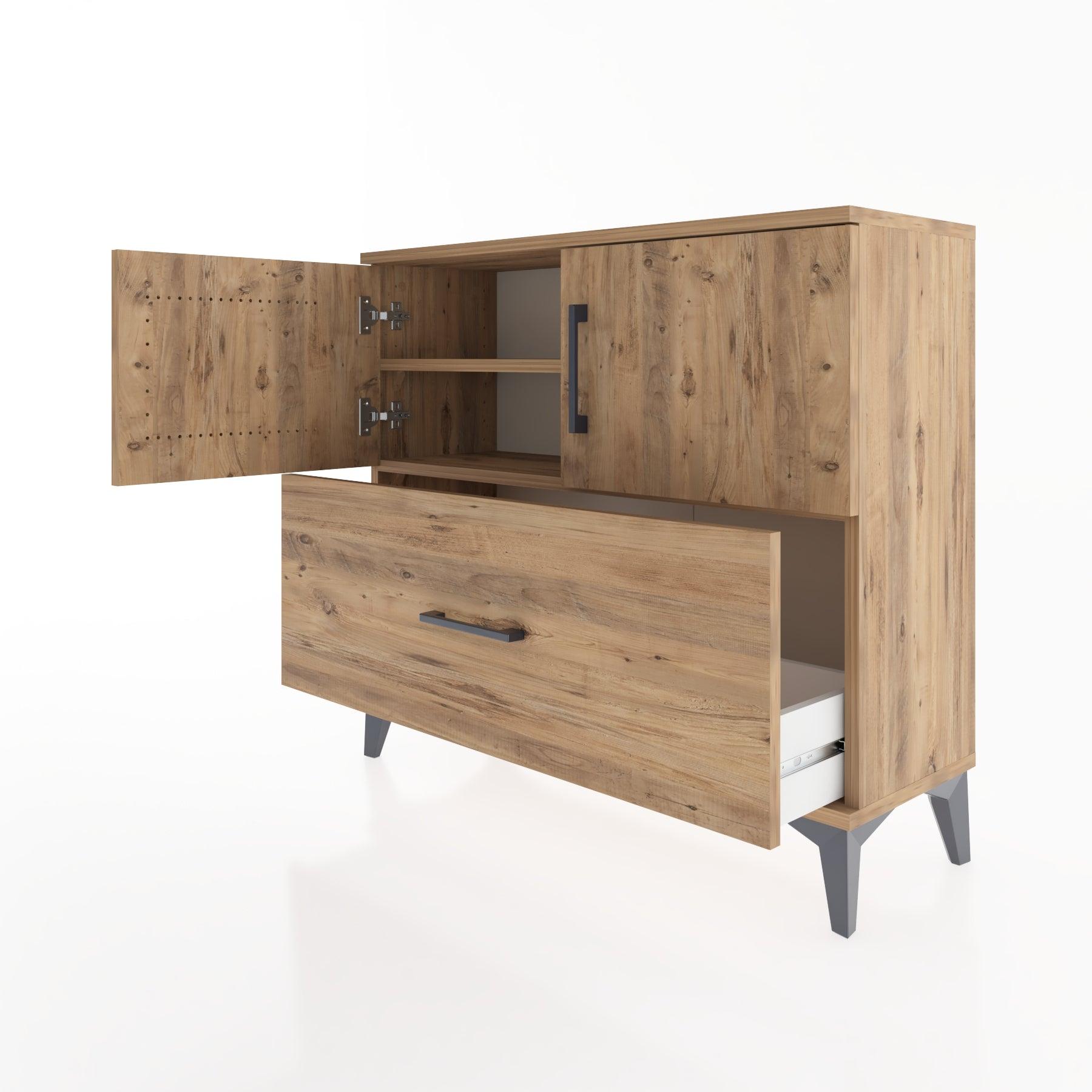 Woodntry Modüler Şifonyer Kapak ve Çekmeceli V2 88x30x68 cm Çam - Woodntry