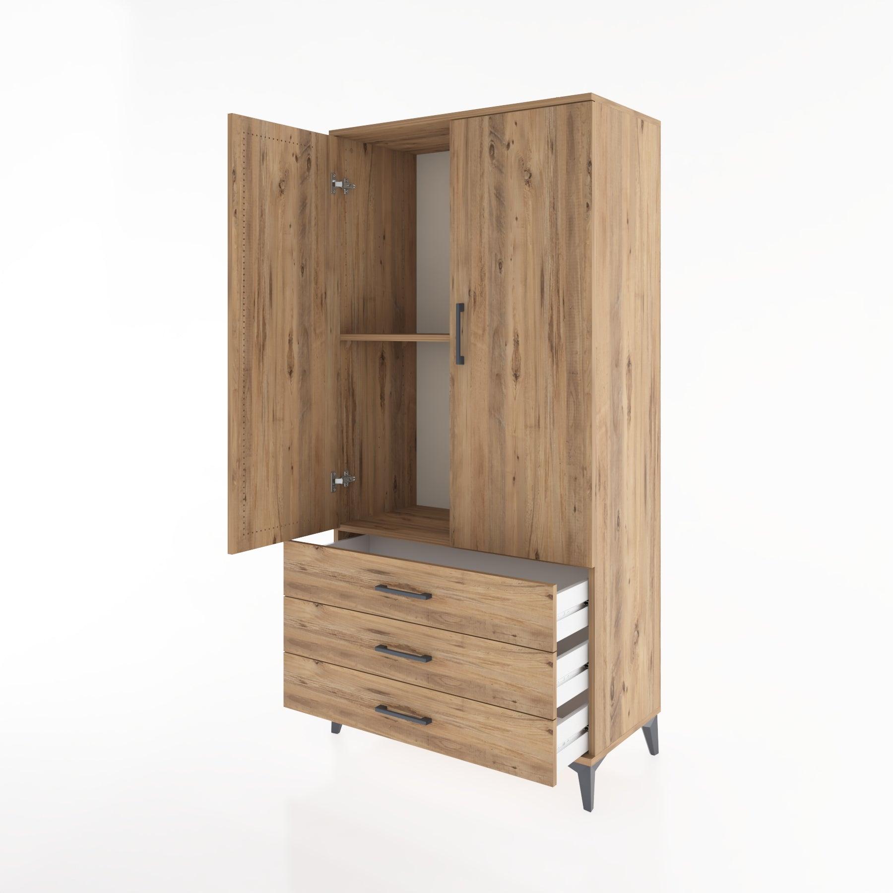 Woodntry Modular Cabinet Pine 88x44x170 cm with Doors and Drawers KC6-3