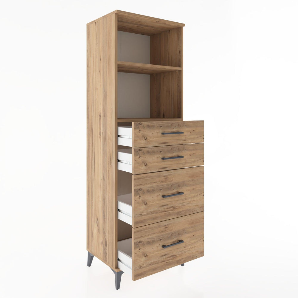 Woodntry Modüler Dolap Çam 60x44x170 cm Çekmeceli ve Raflı CR46-3