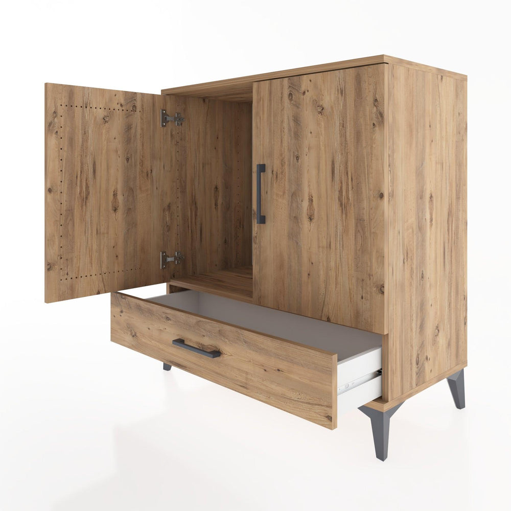 Woodntry Modüler Şifonyer Çam 88x44x84 cm Kapaklı ve Çekmeceli KC73-3