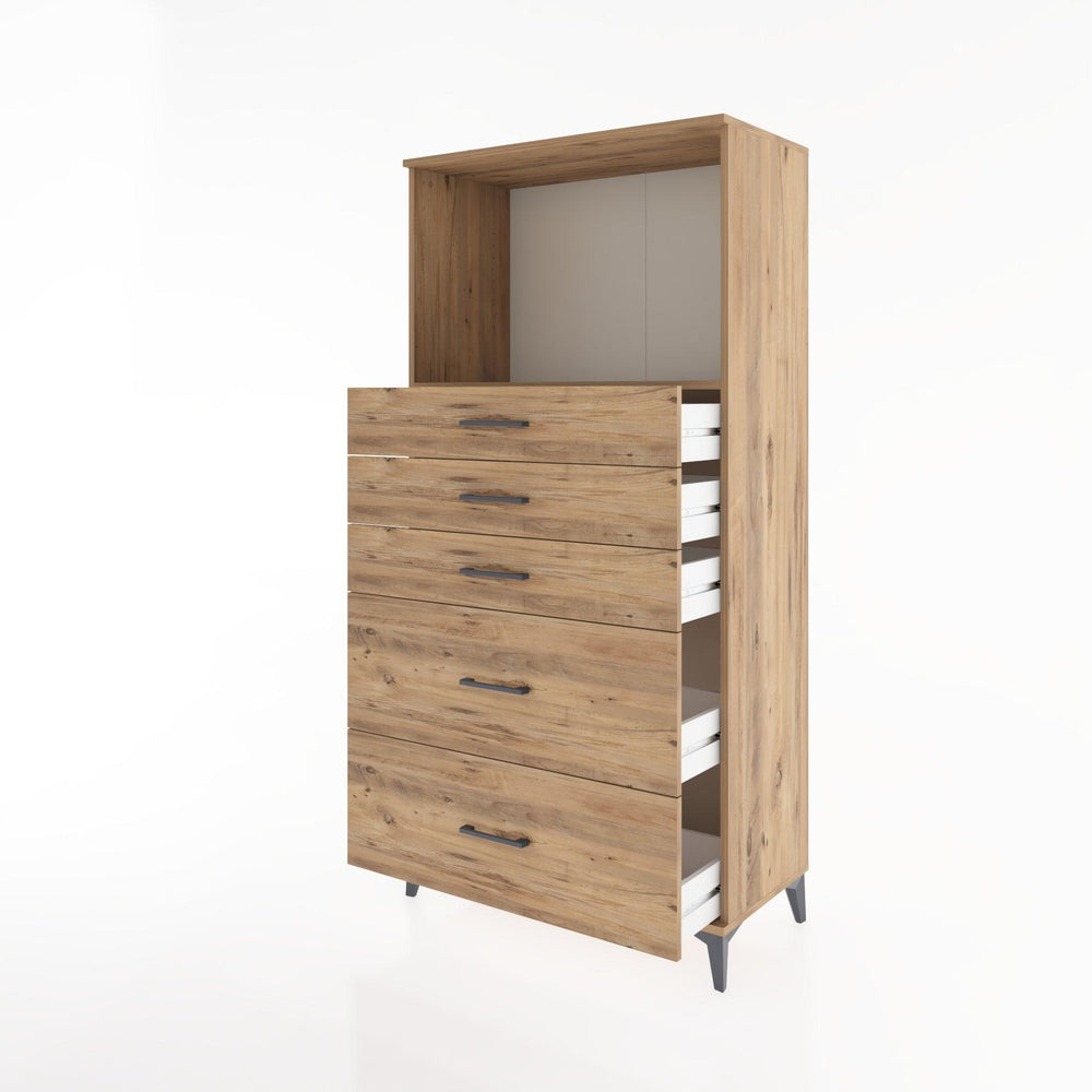 Woodntry Modüler Dolap Çam 88x44x170 cm Çekmeceli ve Raflı CR46-3