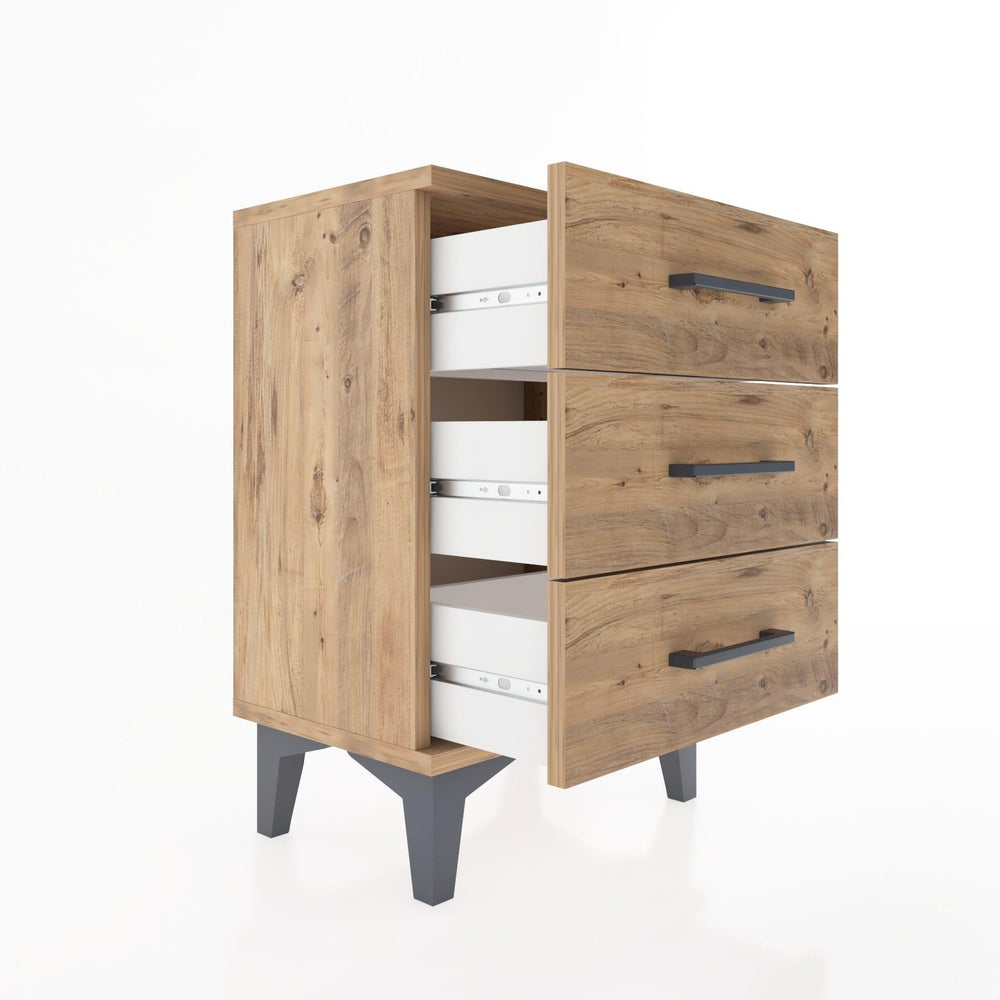 Woodntry Modüler Komodin Üç Çekmeceli 44x30x52 cm Çam - Woodntry