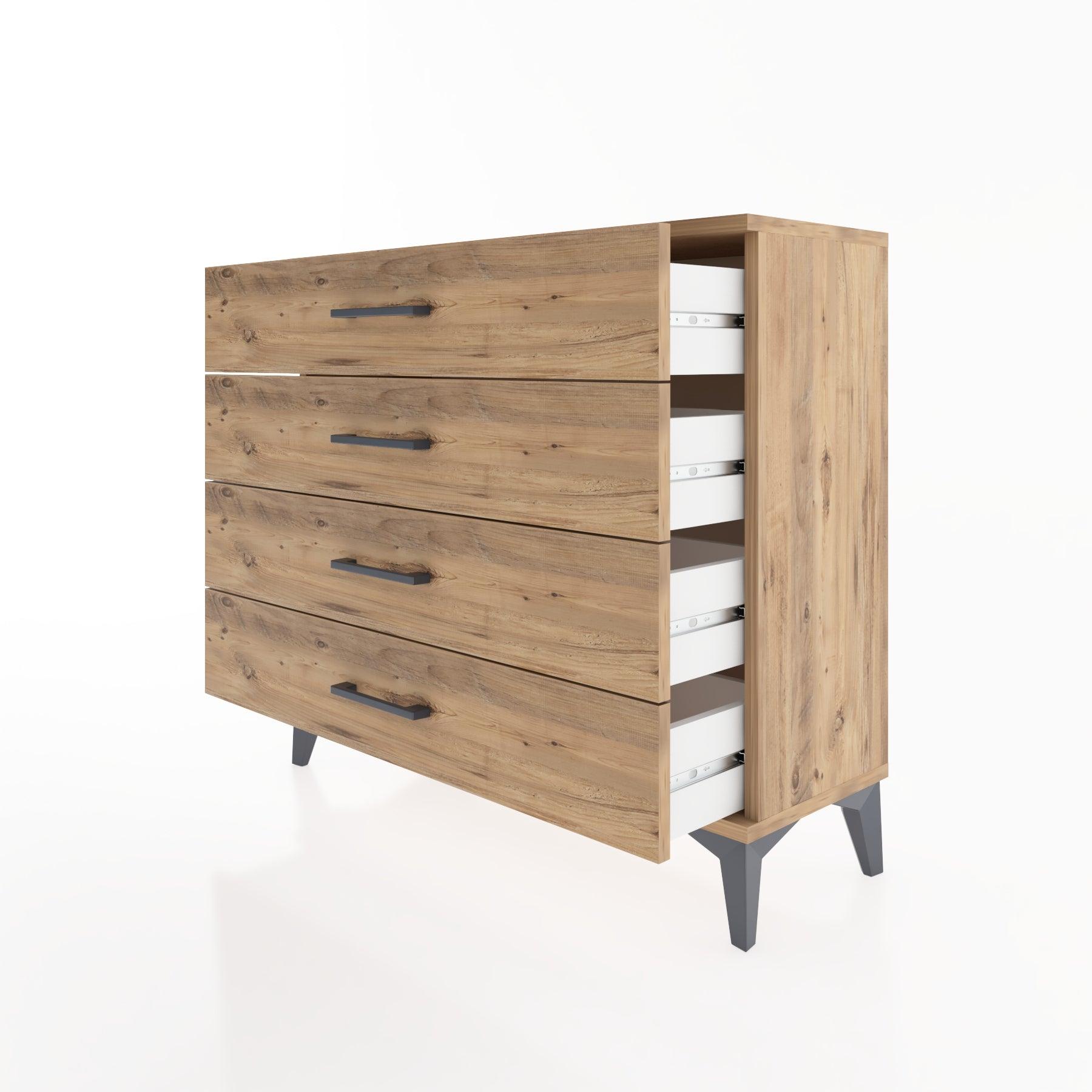 Woodntry Modüler Şifonyer 4 Çekmeceli 88x30x68 cm Çam - Woodntry