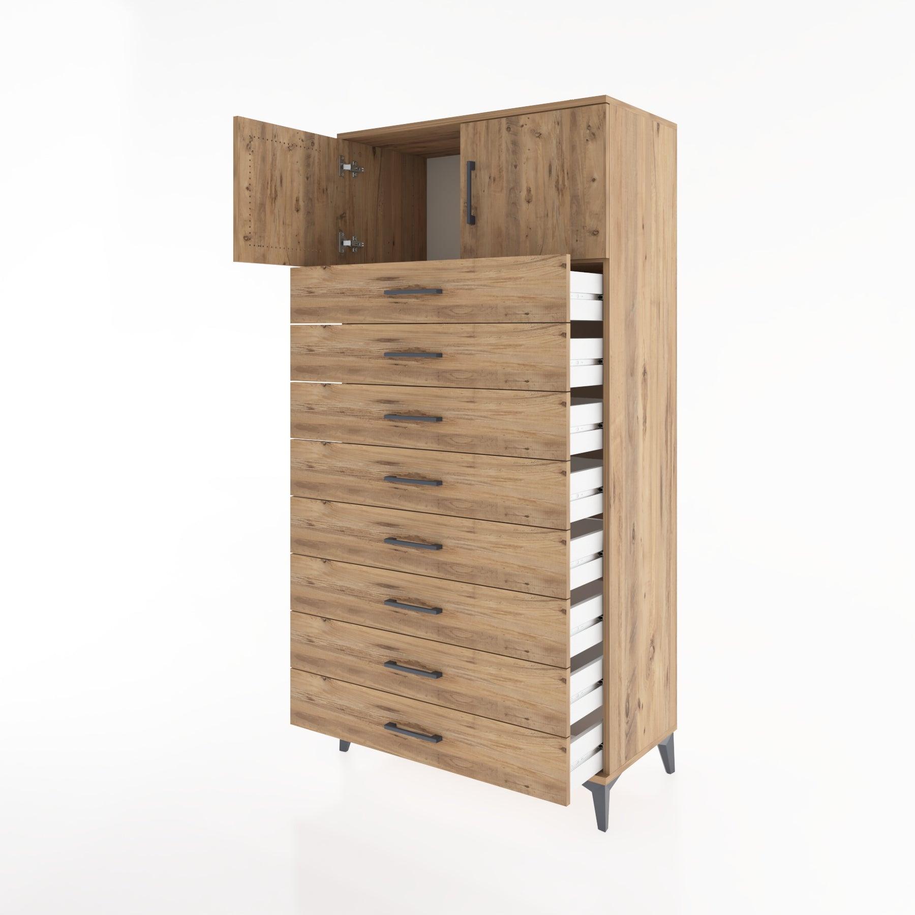 Woodntry Modular Cabinet Pine 88x44x170 cm with Doors and Drawers KC1-3