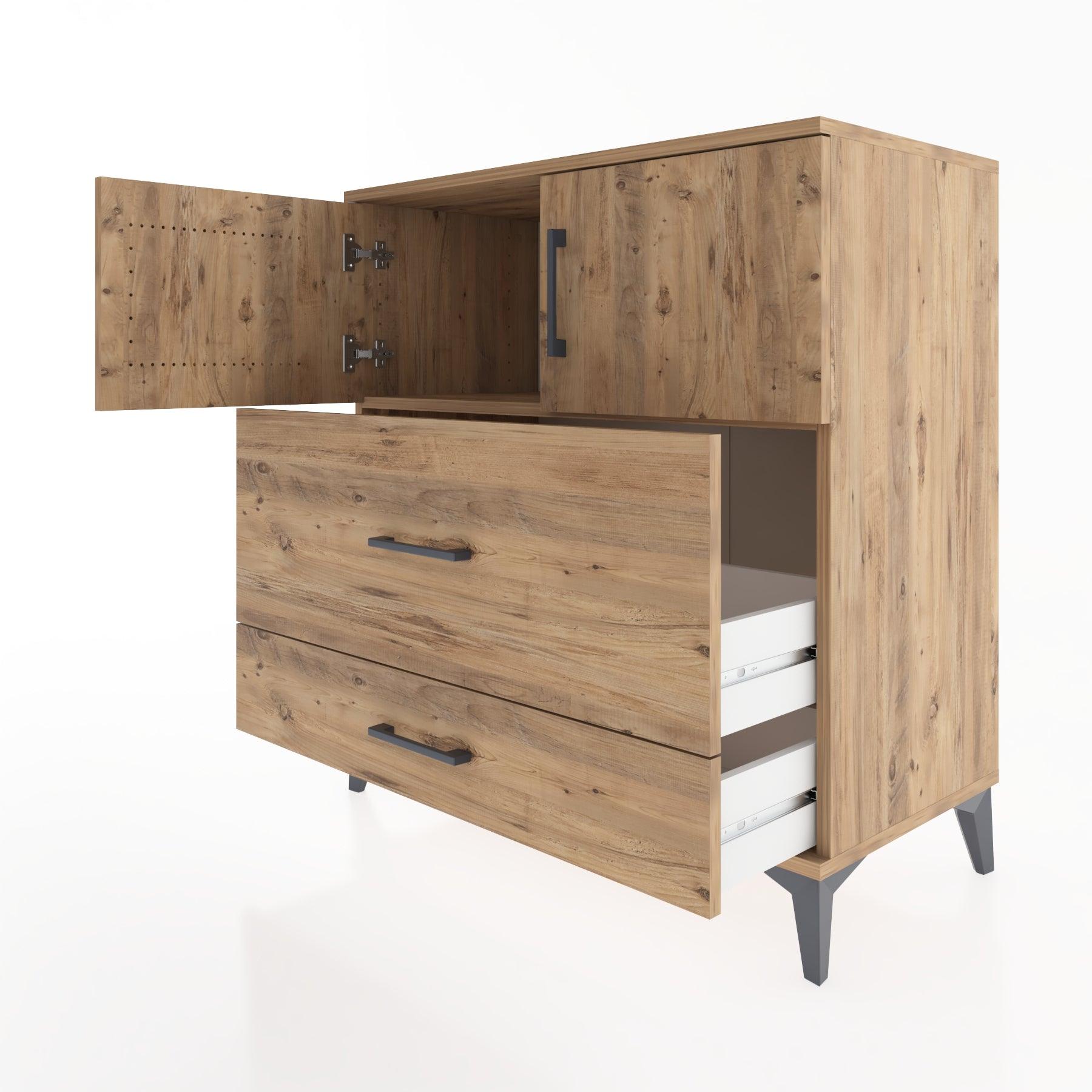 Woodntry Modular Dresser Pine 88x44x84 cm with Cover and Drawer KC114-3