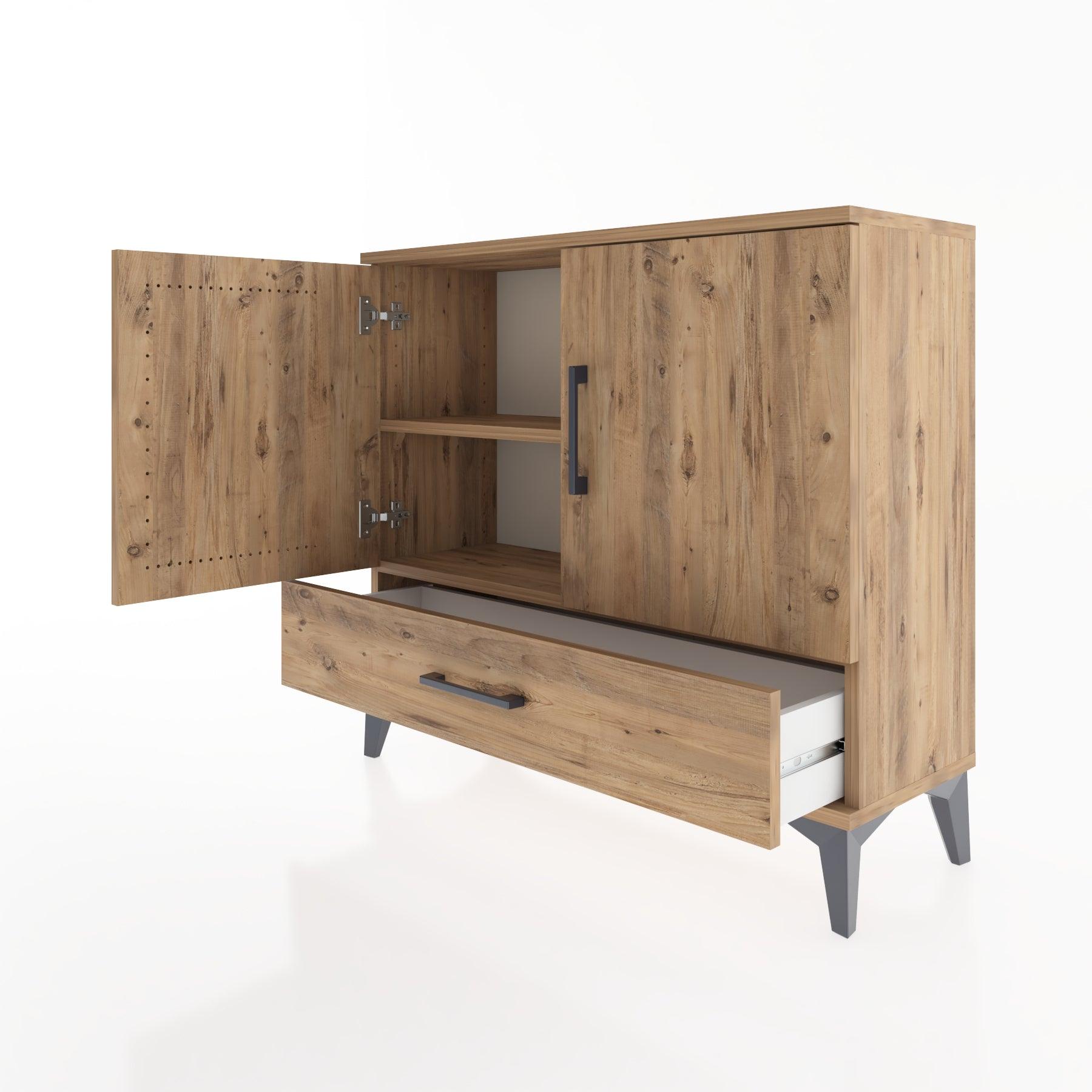 Woodntry Modüler Şifonyer Kapak ve Çekmeceli V1 88x30x68 cm Çam - Woodntry