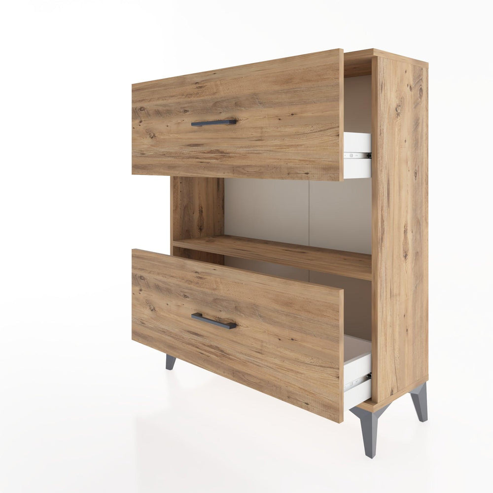 Woodntry Modüler Şifonyer Çam 88x30x94 cm Çekmeceli ve Raflı CR17-3