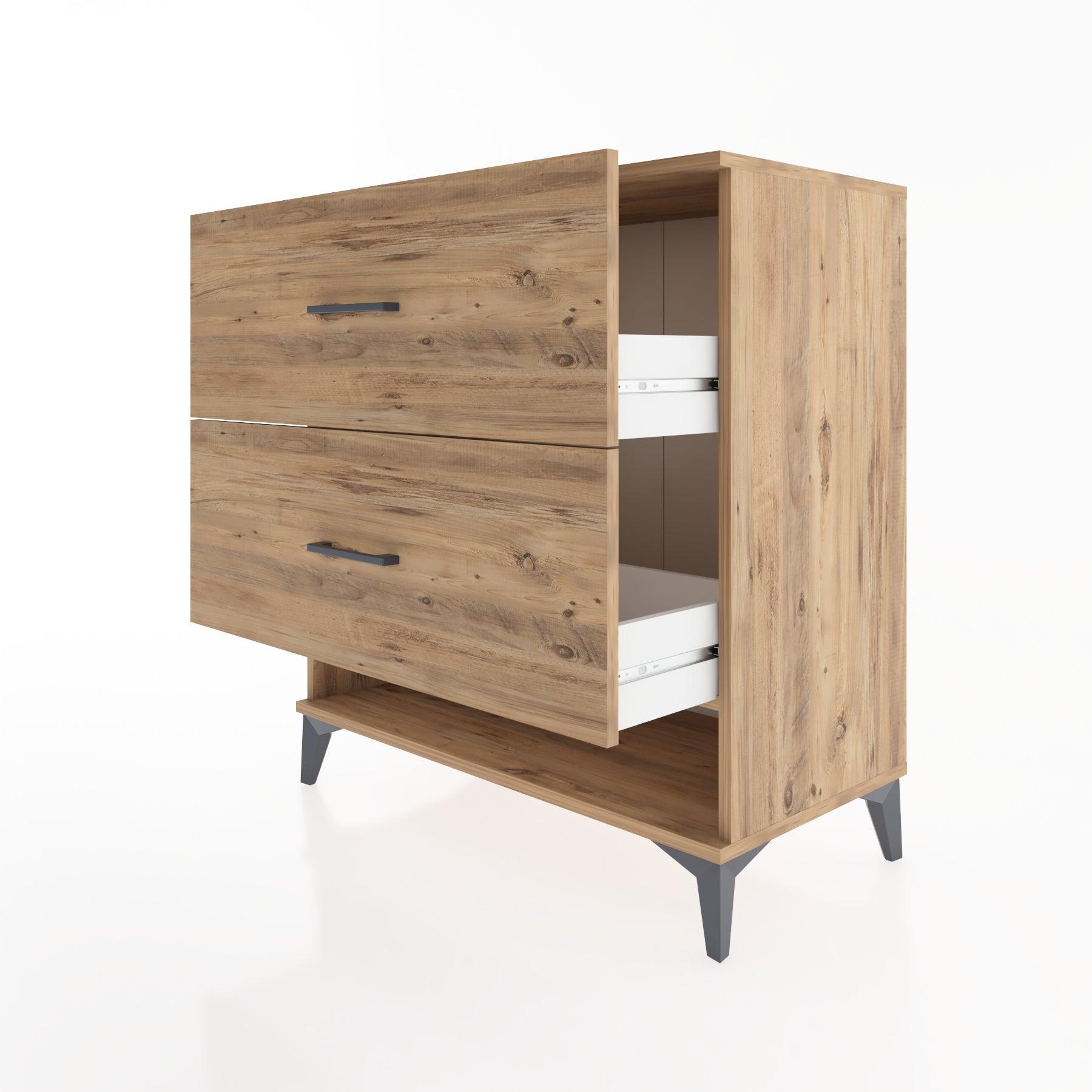 Woodntry Modüler Şifonyer Çam 88x44x84 cm Çekmeceli ve Raflı CR4-3