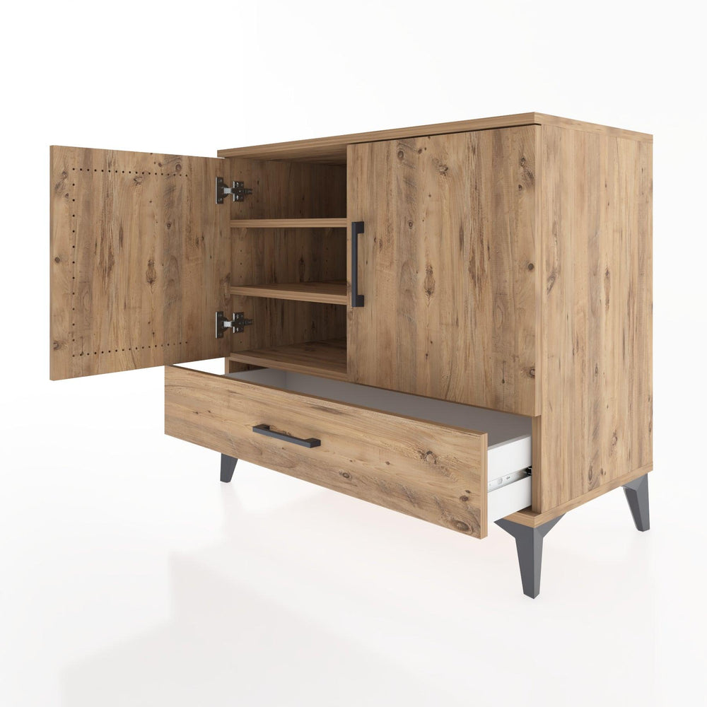 Woodntry Modüler Şifonyer Çam 88x44x68 cm Kapaklı ve Çekmeceli KC1-3