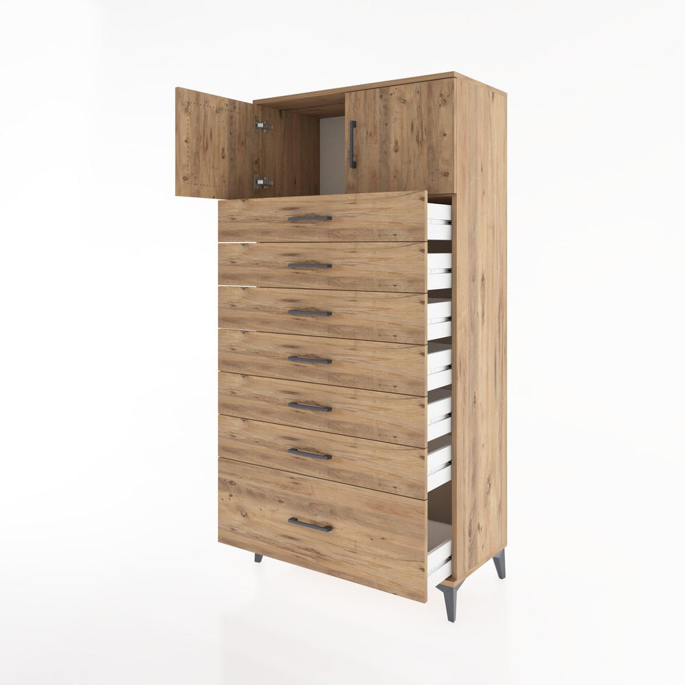 Woodntry Modular Cabinet Pine 88x44x170 cm with Doors and Drawers KC10-3