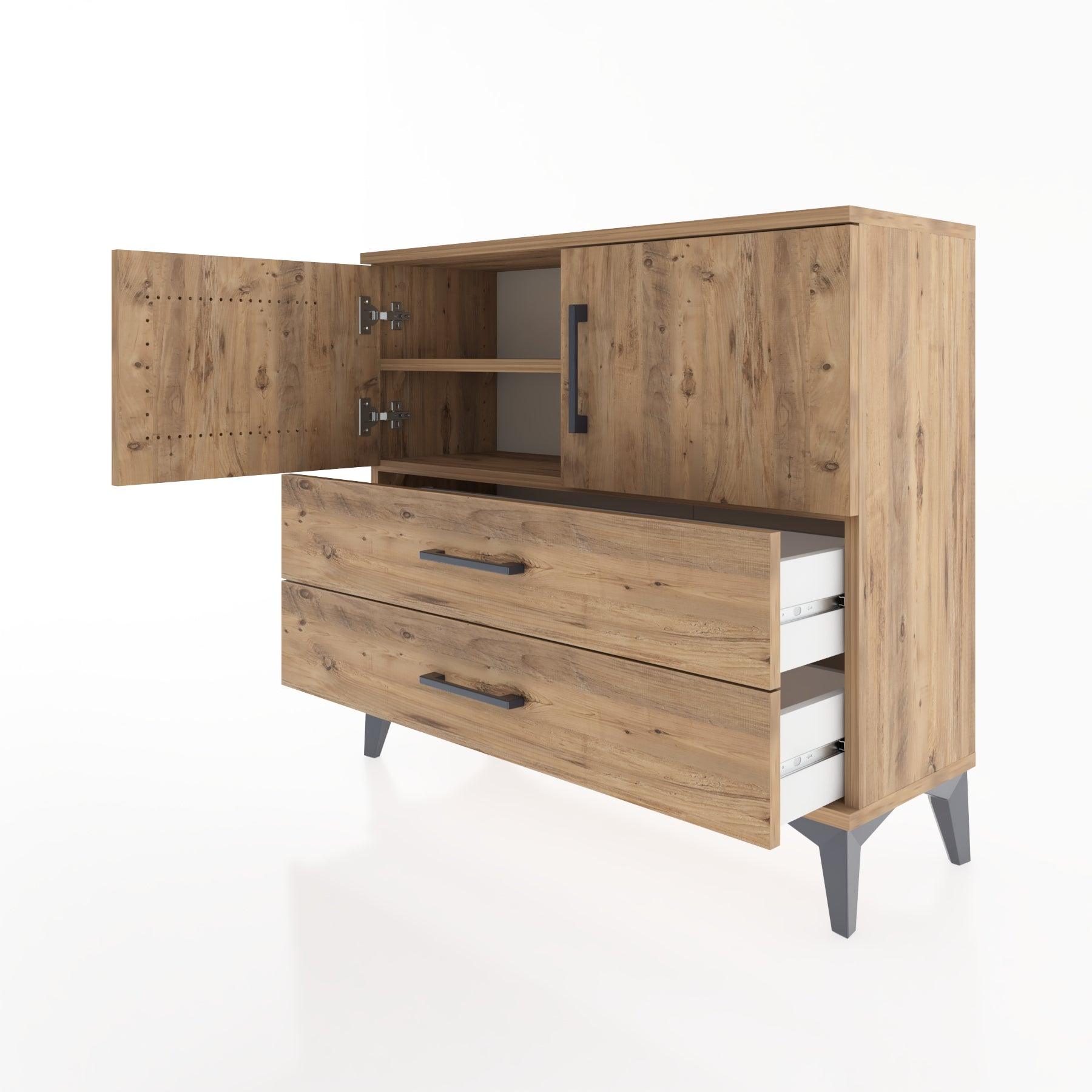 Woodntry Modüler Şifonyer Kapak ve Çekmeceli T1 88x30x94 cm Çam - Woodntry