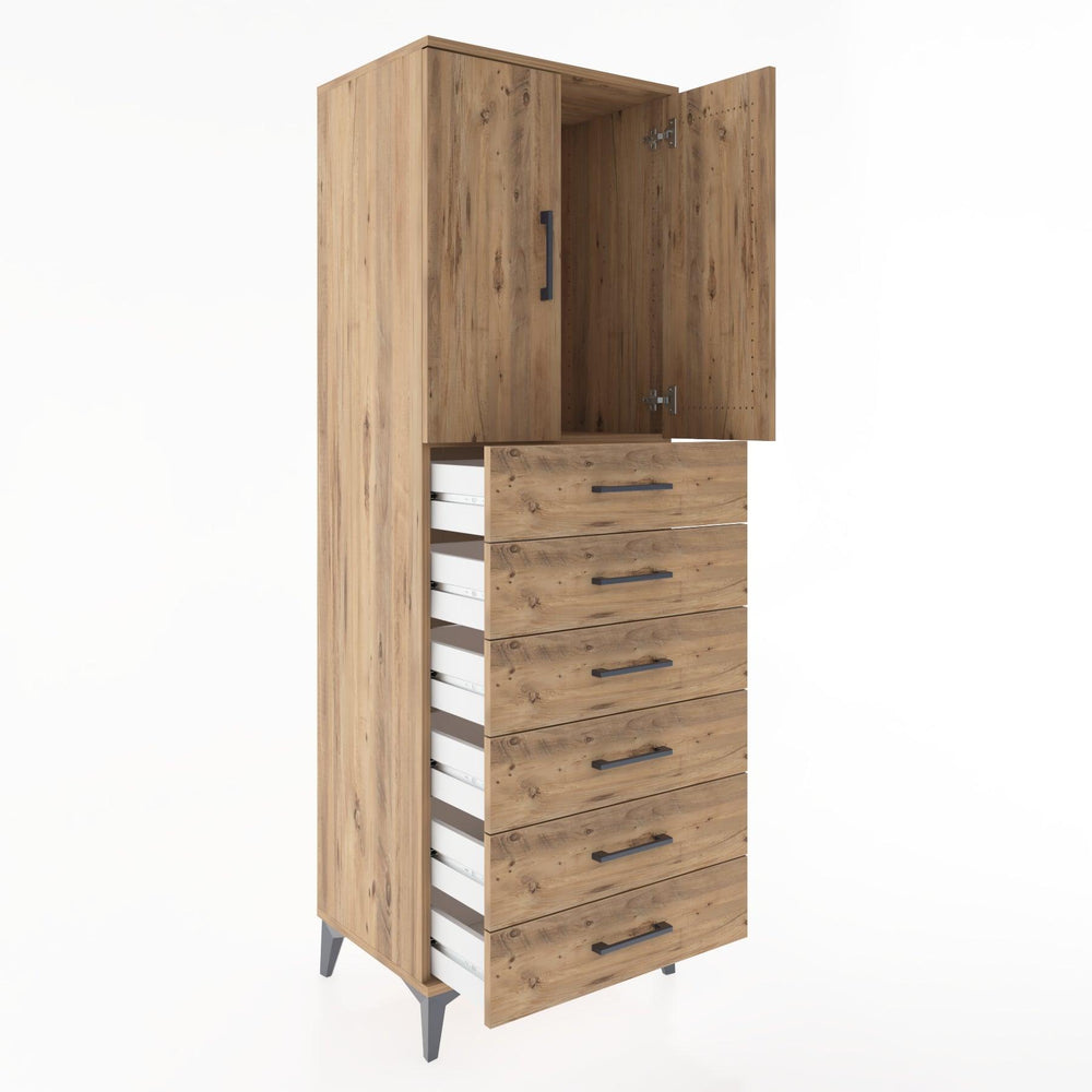 Woodntry Modular Cabinet Pine 60x44x170 cm with Doors and Drawers KC3-3