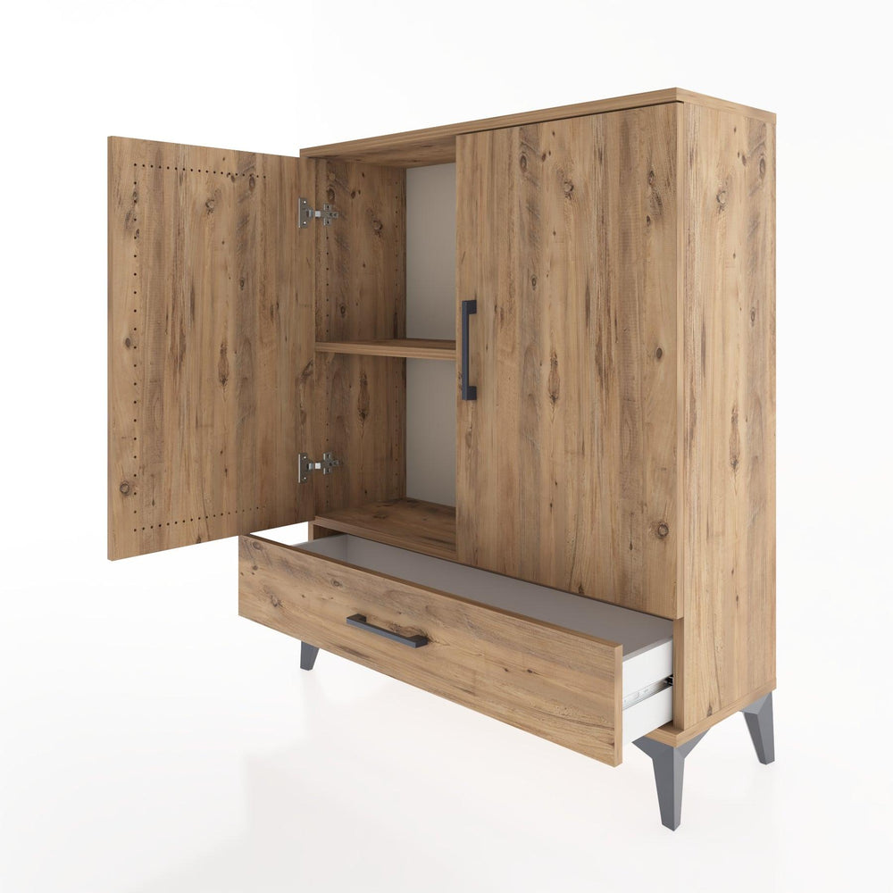 Woodntry Modüler Şifonyer Çam 88x30x94 cm Kapaklı ve Çekmeceli KC2-3