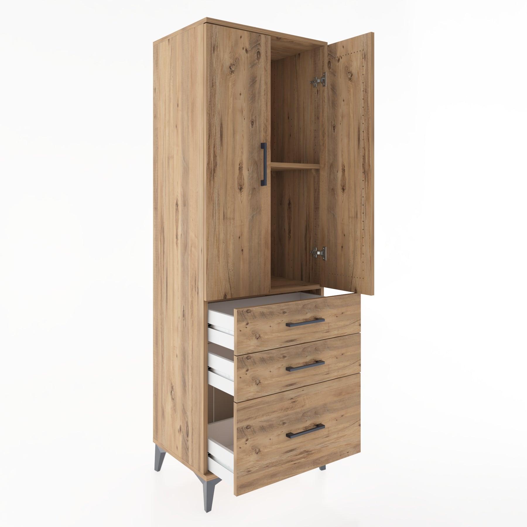 Woodntry Modular Cabinet Pine 60x44x170 cm with Doors and Drawers KC14-3