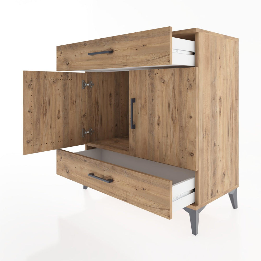 Woodntry Modüler Şifonyer Çam 88x44x84 cm Kapaklı ve Çekmeceli KC60-3