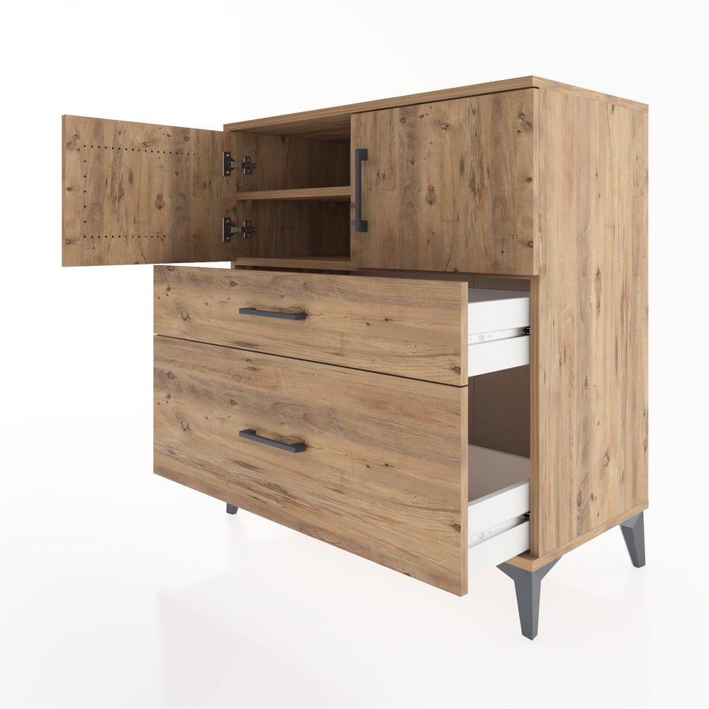 Woodntry Modüler Şifonyer Çam 88x44x84 cm Kapaklı ve Çekmeceli KC109-3