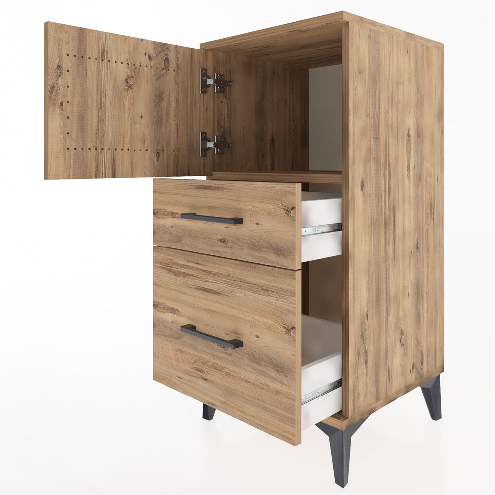 Woodntry Modular Nightstand Pine 44x44x84 cm with Cover and Drawer KC45-3