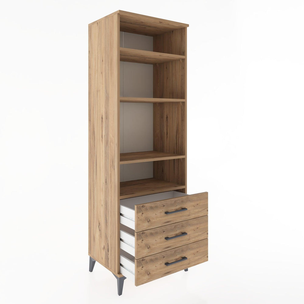 Woodntry Modüler Dolap Çam 60x44x170 cm Çekmeceli ve Raflı CR37-3