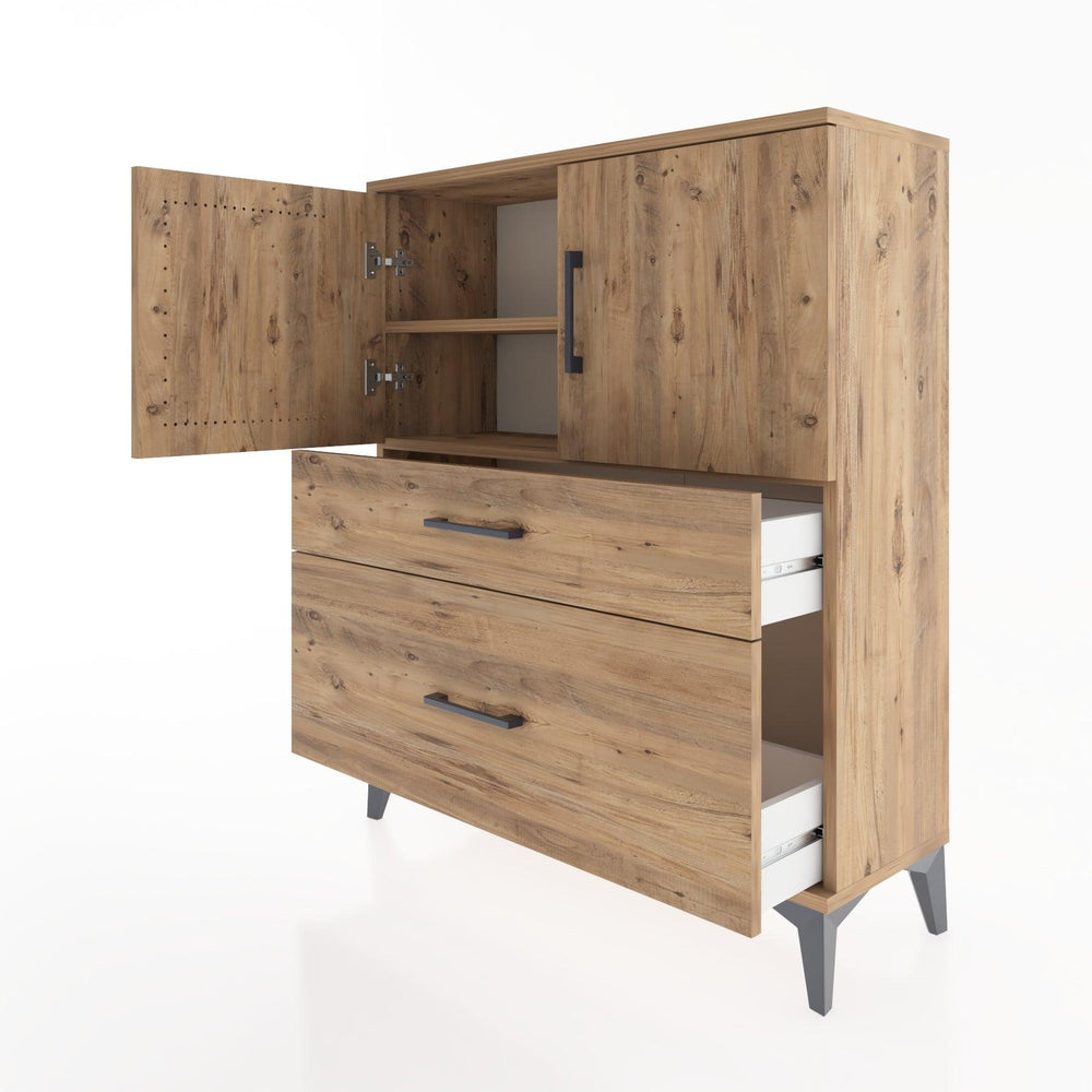 Woodntry Modüler Şifonyer Çam 88x30x94 cm Kapaklı ve Çekmeceli KC11-3