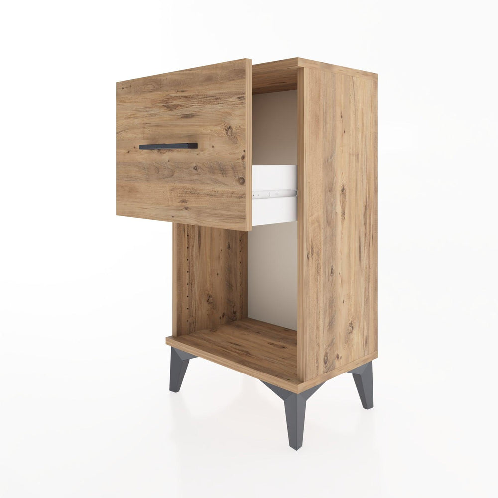 Woodntry Modüler Komodin Tek Çekmece ve Raflı V1 44x30x68 cm Çam - Woodntry
