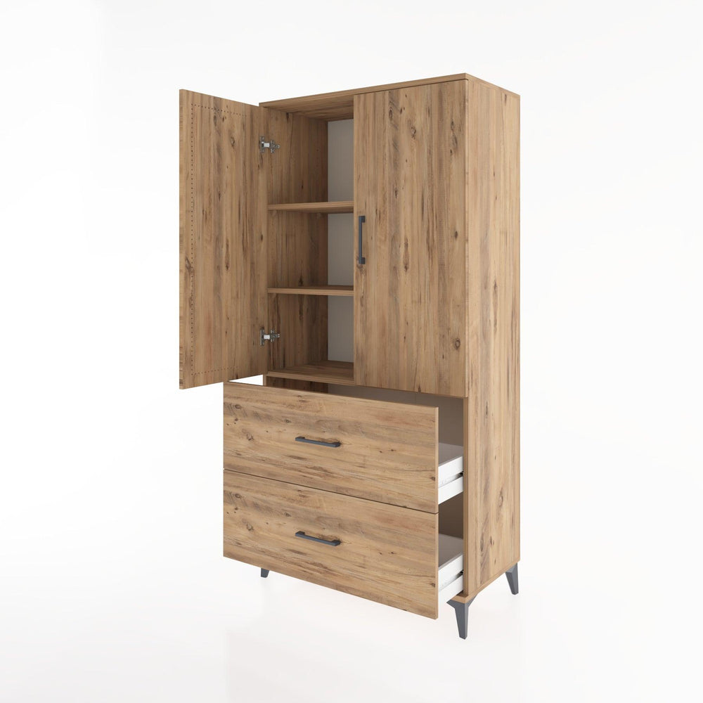 Woodntry Modular Cabinet Pine 88x44x170 cm with Doors and Drawers KC21-3