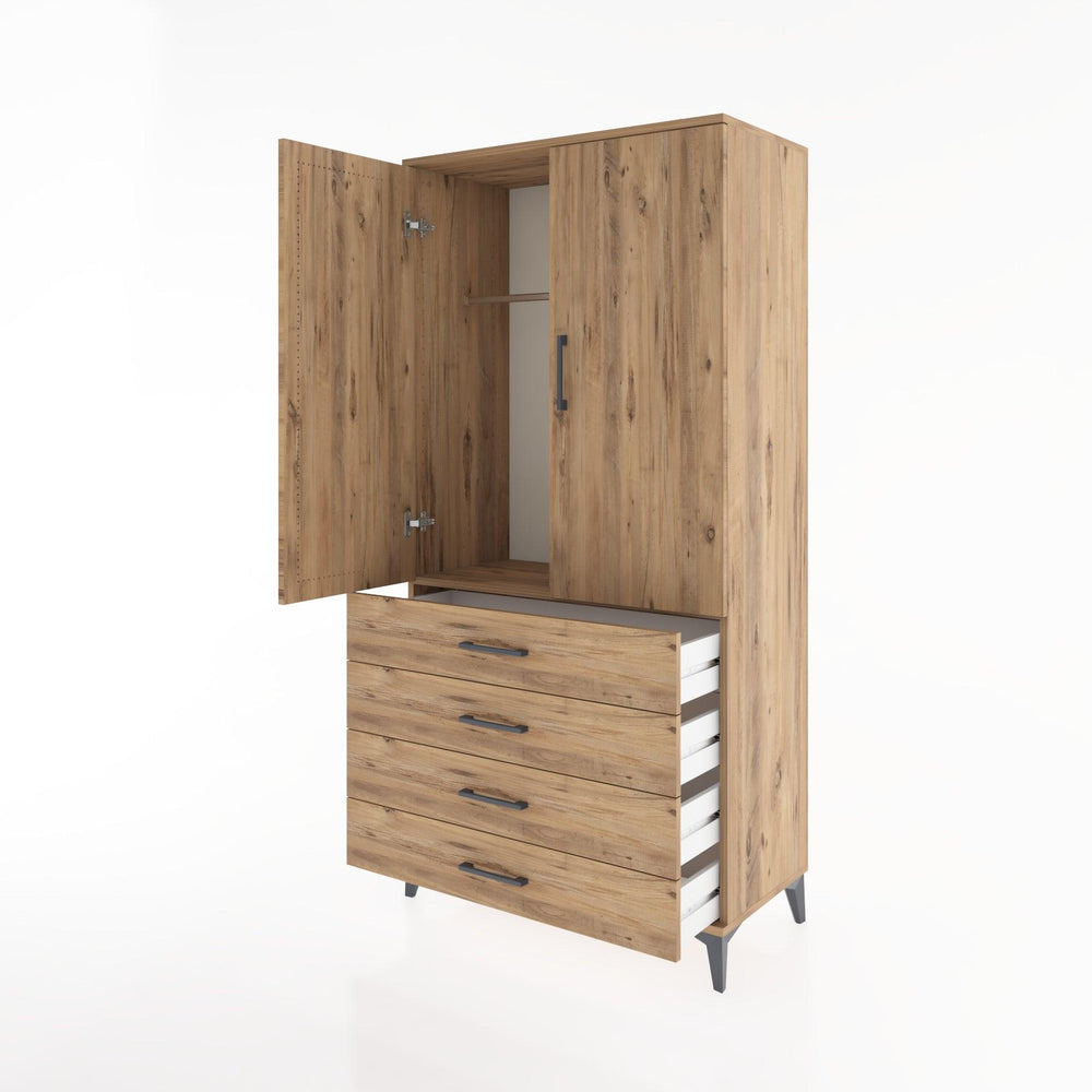 Woodntry Modular Cabinet Pine 88x44x170 cm with Doors and Drawers KC27-3