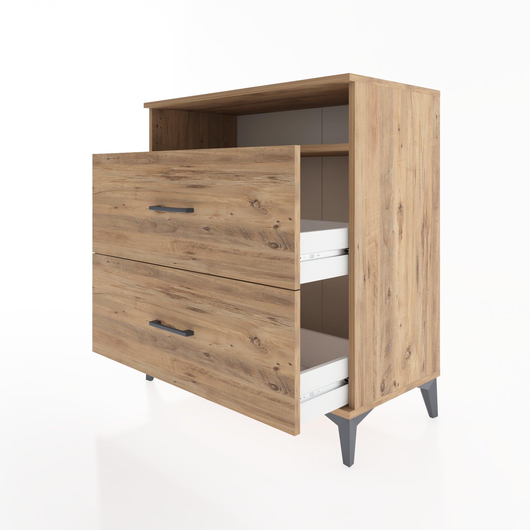 Woodntry Modüler Şifonyer Çam 88x44x84 cm Çekmeceli ve Raflı CR3-3
