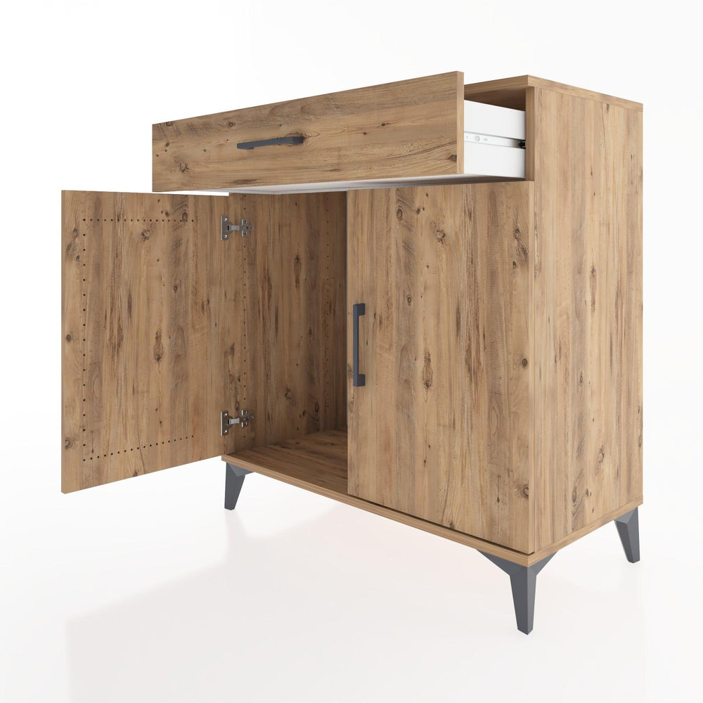 Woodntry Modüler Şifonyer Çam 88x44x84 cm Kapaklı ve Çekmeceli KC81-3