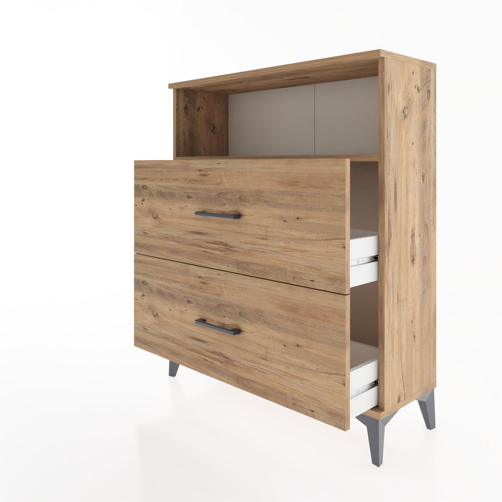 Woodntry Modüler Şifonyer Çam 88x30x94 cm Çekmeceli ve Raflı CR14-3