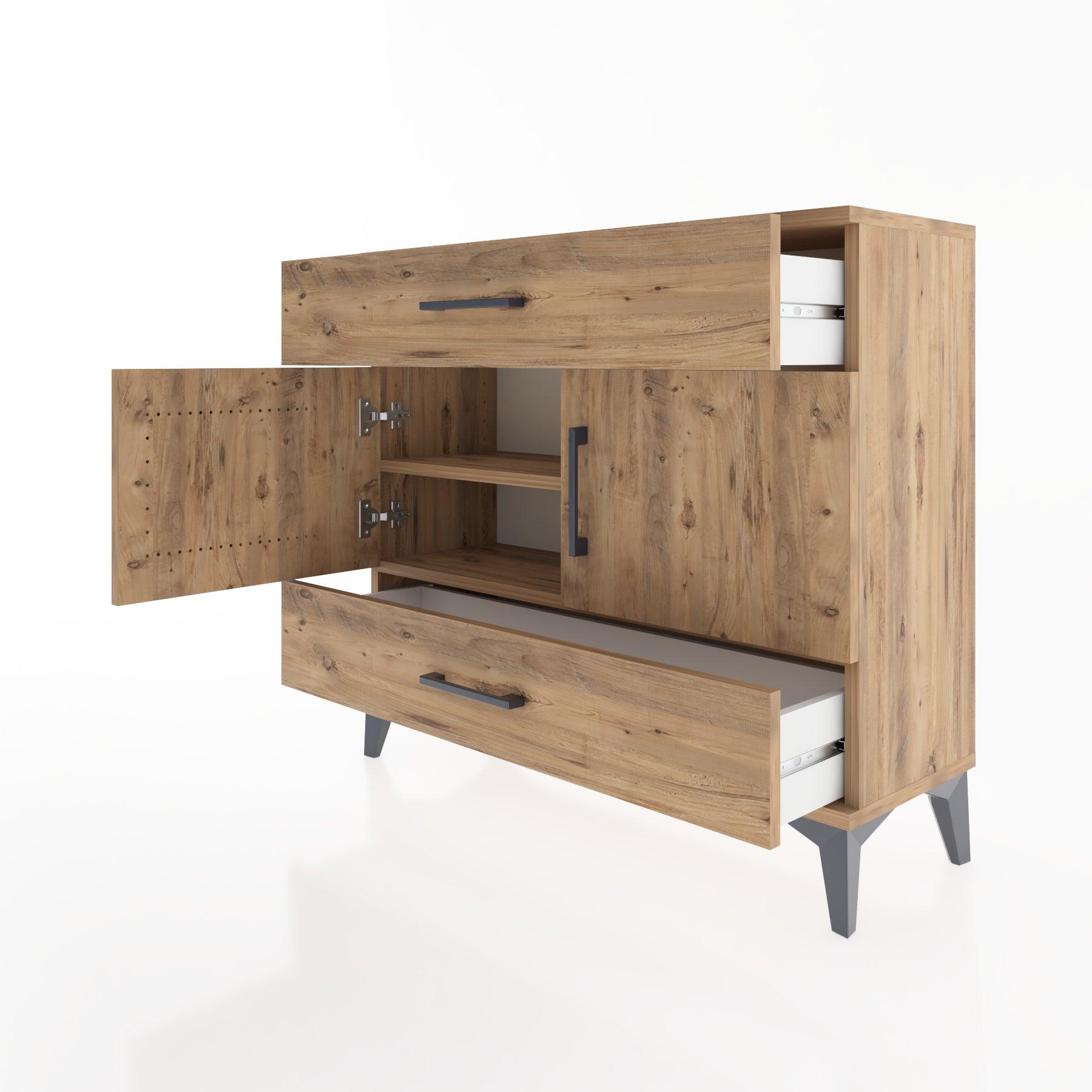 Woodntry Modüler Şifonyer Çekmece ve Kapaklı T2 88x30x94 cm Çam - Woodntry