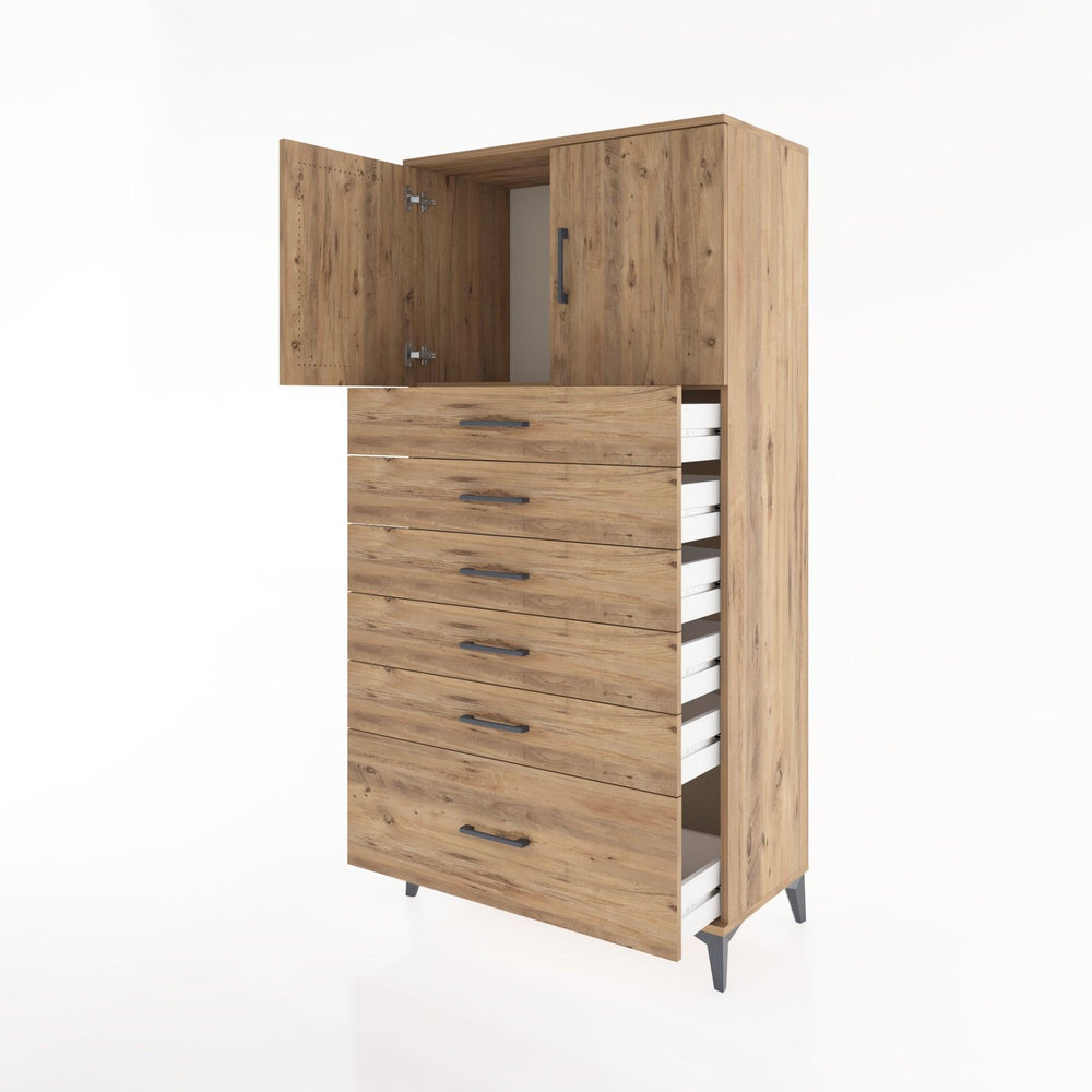Woodntry Modular Cabinet Pine 88x44x170 cm with Doors and Drawers KC11-3